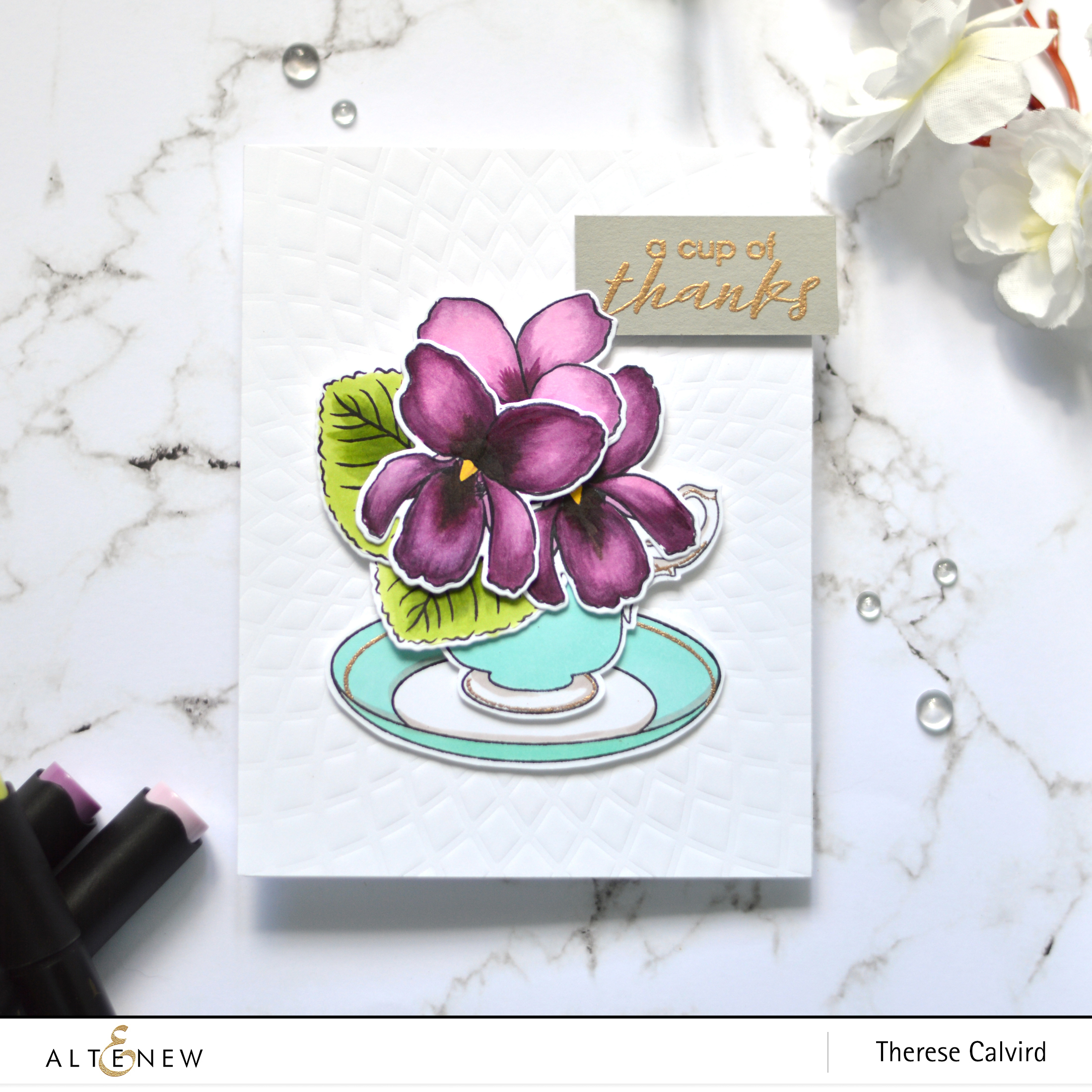 Altenew - BAF - Sweet Violet - Vintage Teacup - Therese Calvird (card video) 1 copy