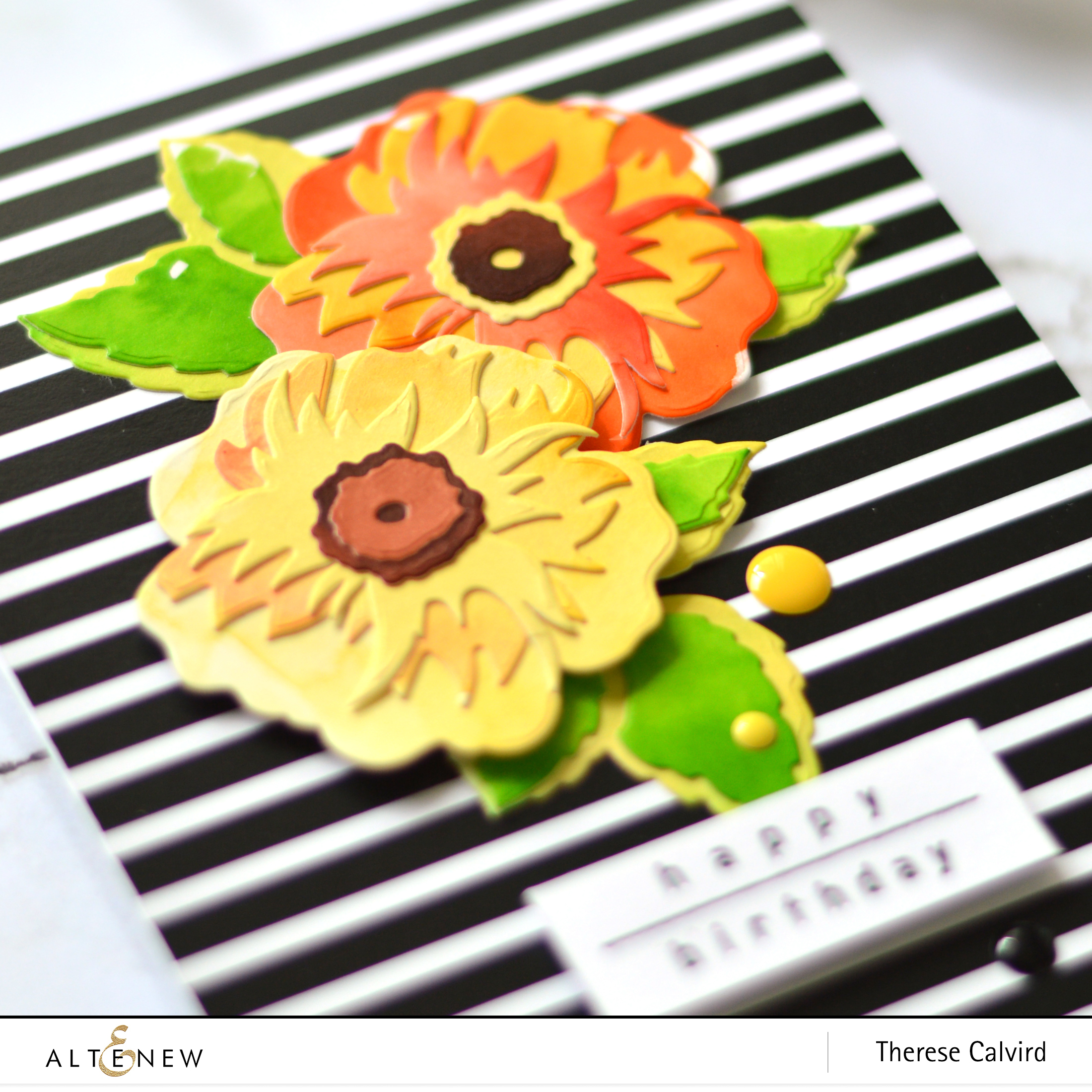 Altenew - Watercolor Brush Markers - Tropical Fiesta - Wild Rose 3D Die - Therese Calvird (card video) 2 copy