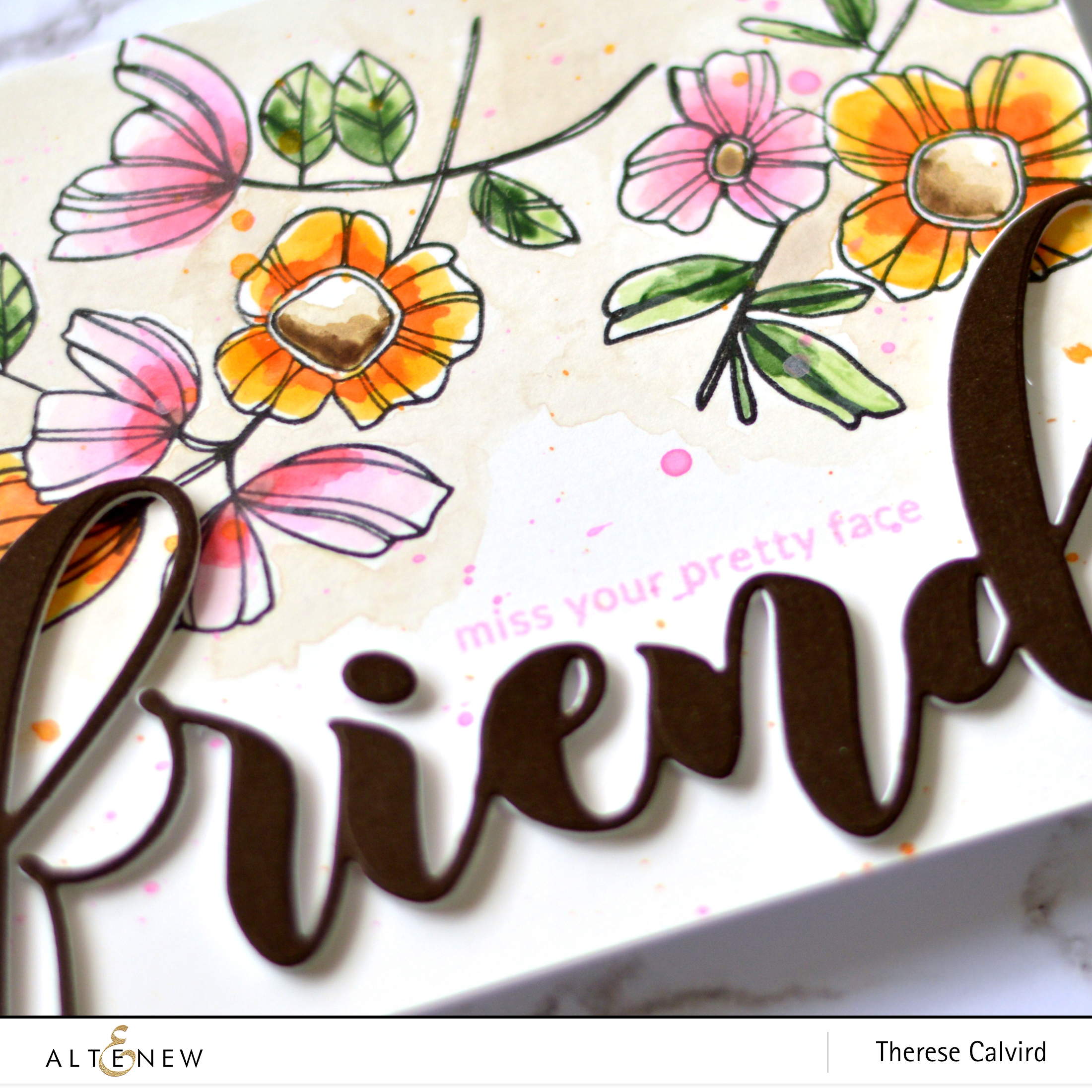 Altenew - Weekend Doodlees - Delicate Flower Bed - Mega Friend Die - Therese Calvird (card video) 1 copy