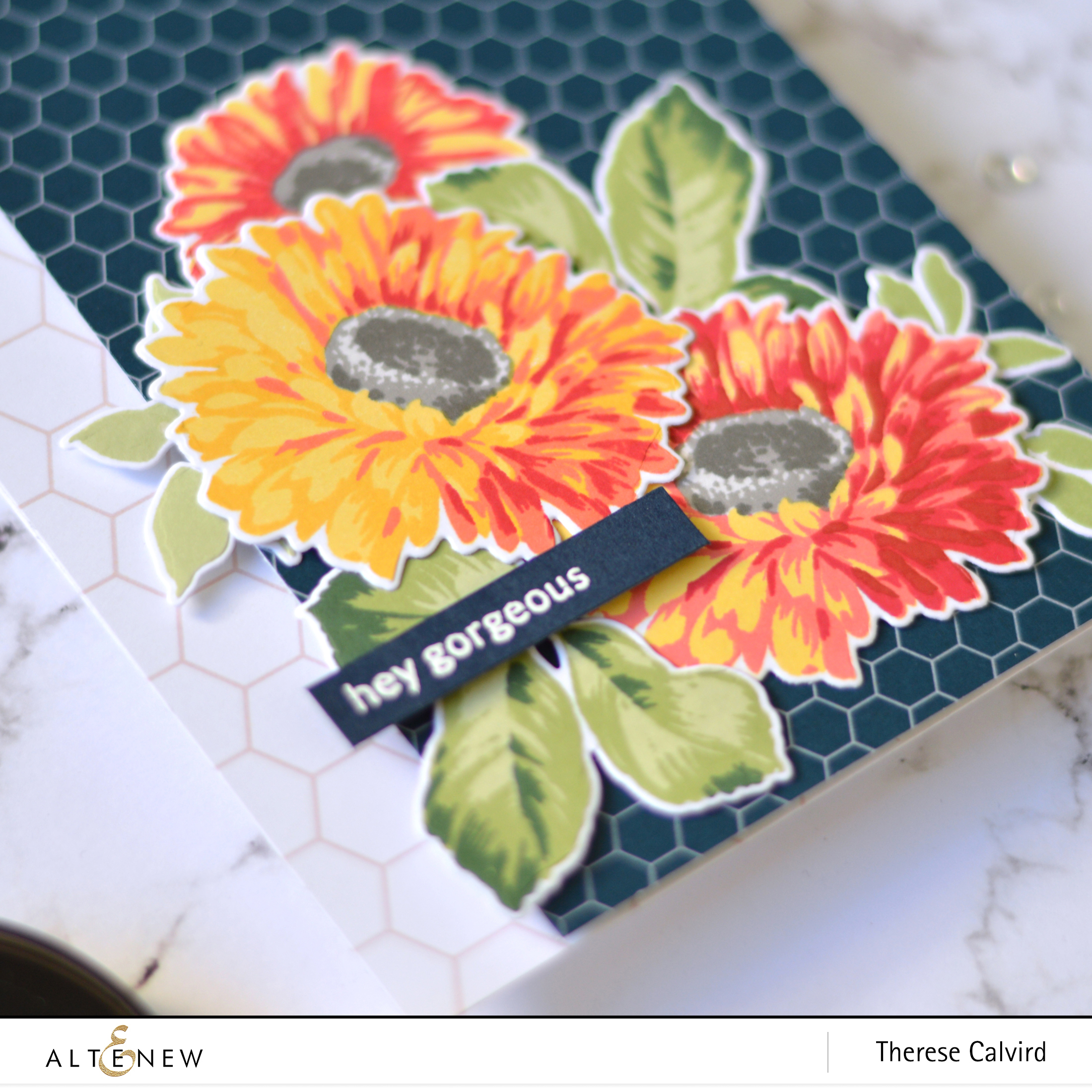 Altenew - Sunflower Daisy - Delicate Flower Bed - Therese Calvird (card video) 1 copy