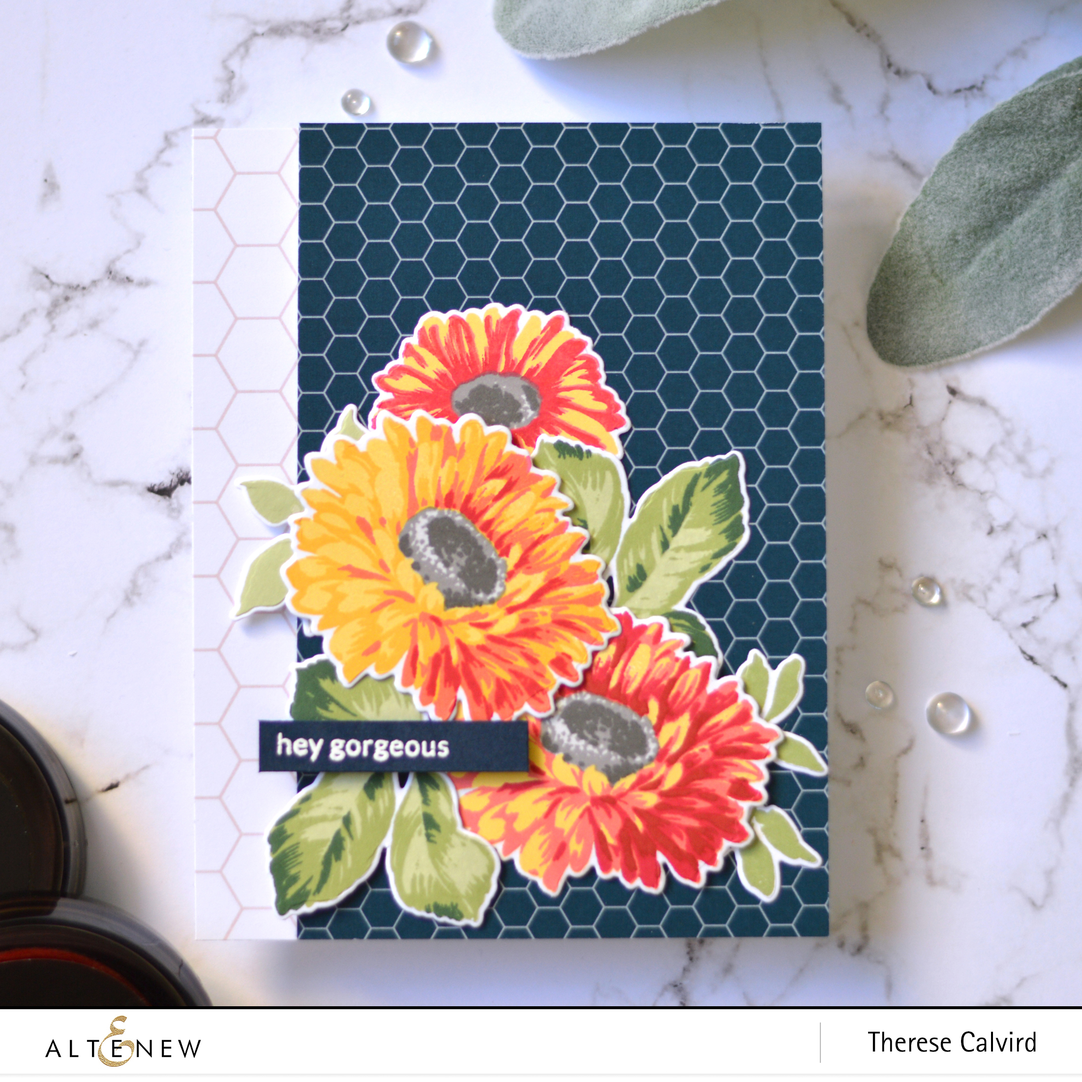 Altenew - Sunflower Daisy - Delicate Flower Bed - Therese Calvird (card video) 1 copy