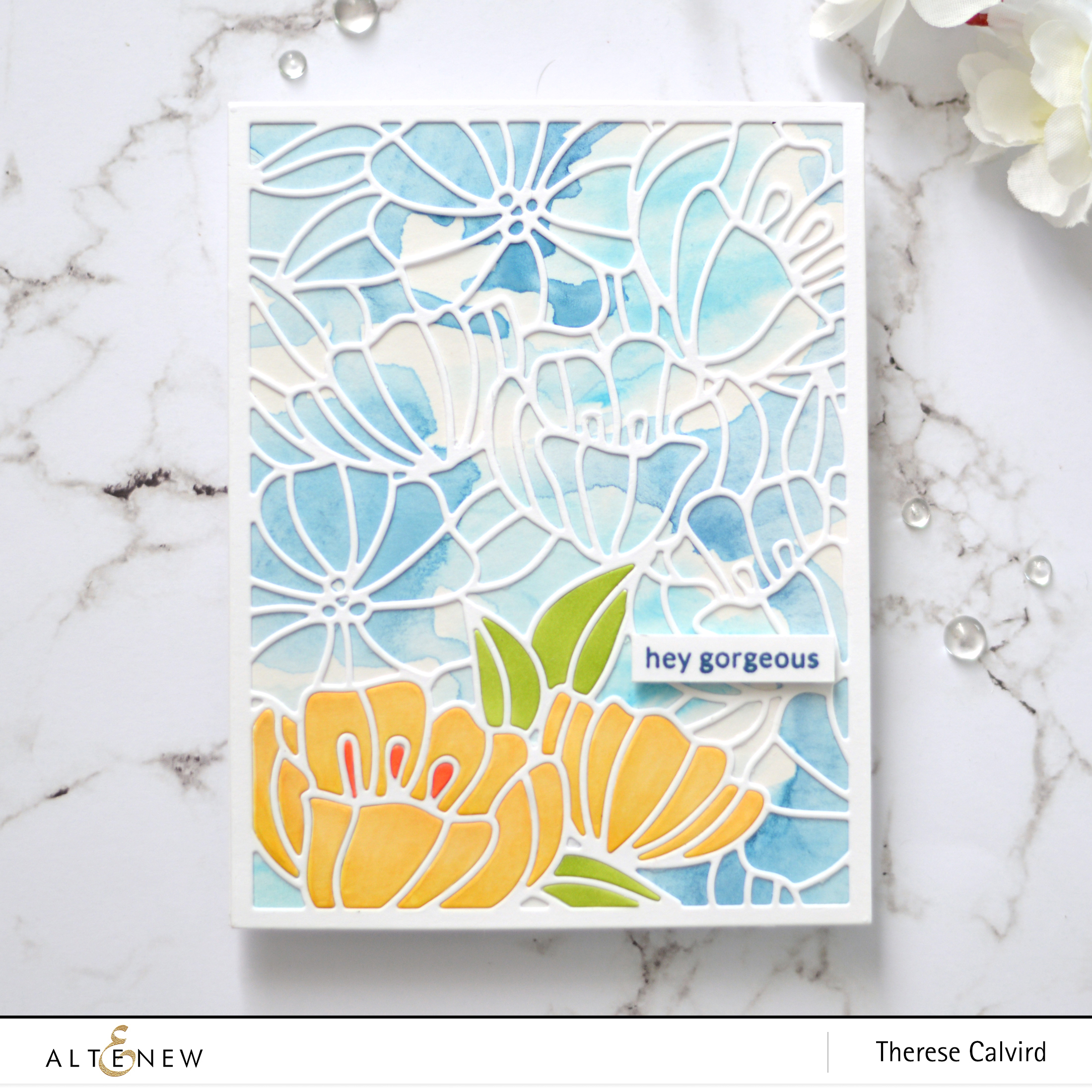 Altenew - Dainty Blooms Cover Die - Delicate Flower Bed - Therese Calvird (card video) 1 copy