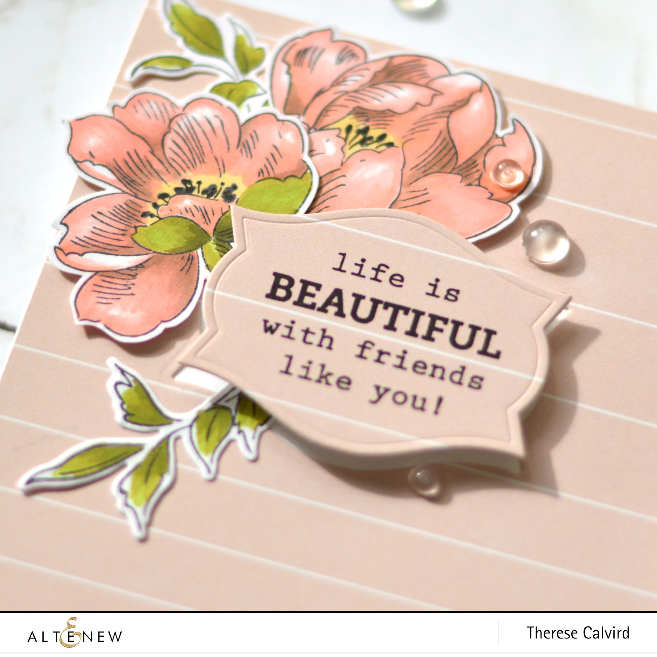 Altenew - Pen Sketched Flowers - Crystal Frames - Therese Calvird (card) 1 copy