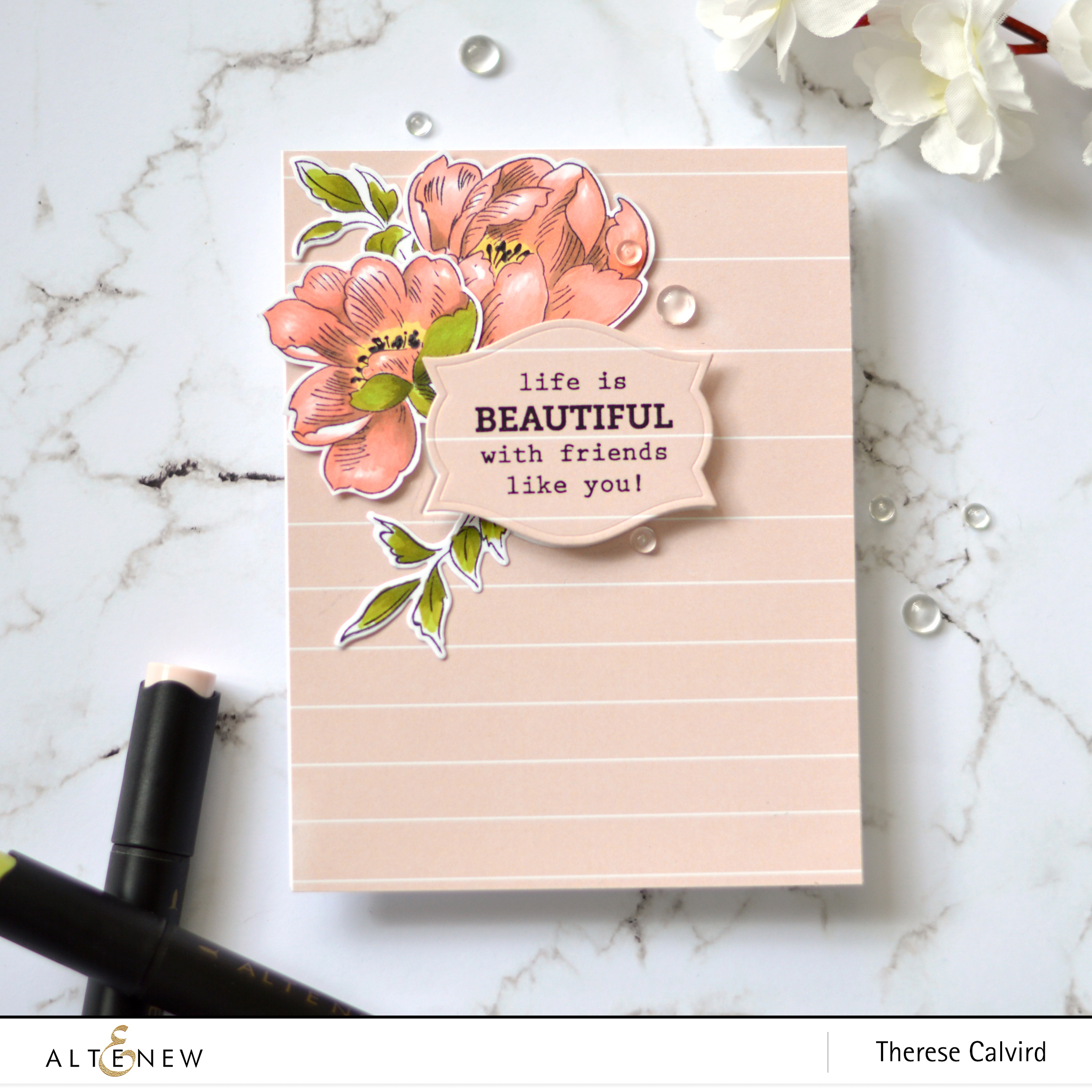 Altenew - Pen Sketched Flowers - Crystal Frames - Therese Calvird (card) 1 copy