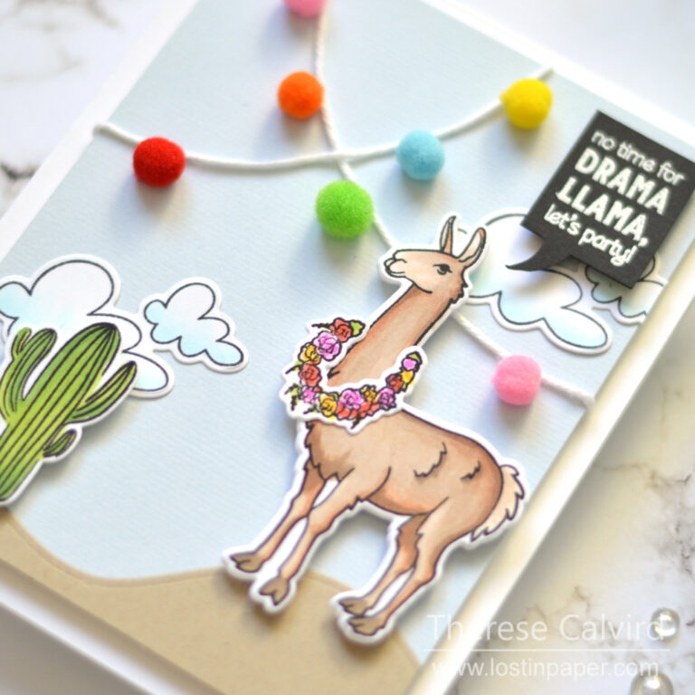 Lostinpaper - Llama Party - Hero Arts - Ellen Hutson (card video) 1