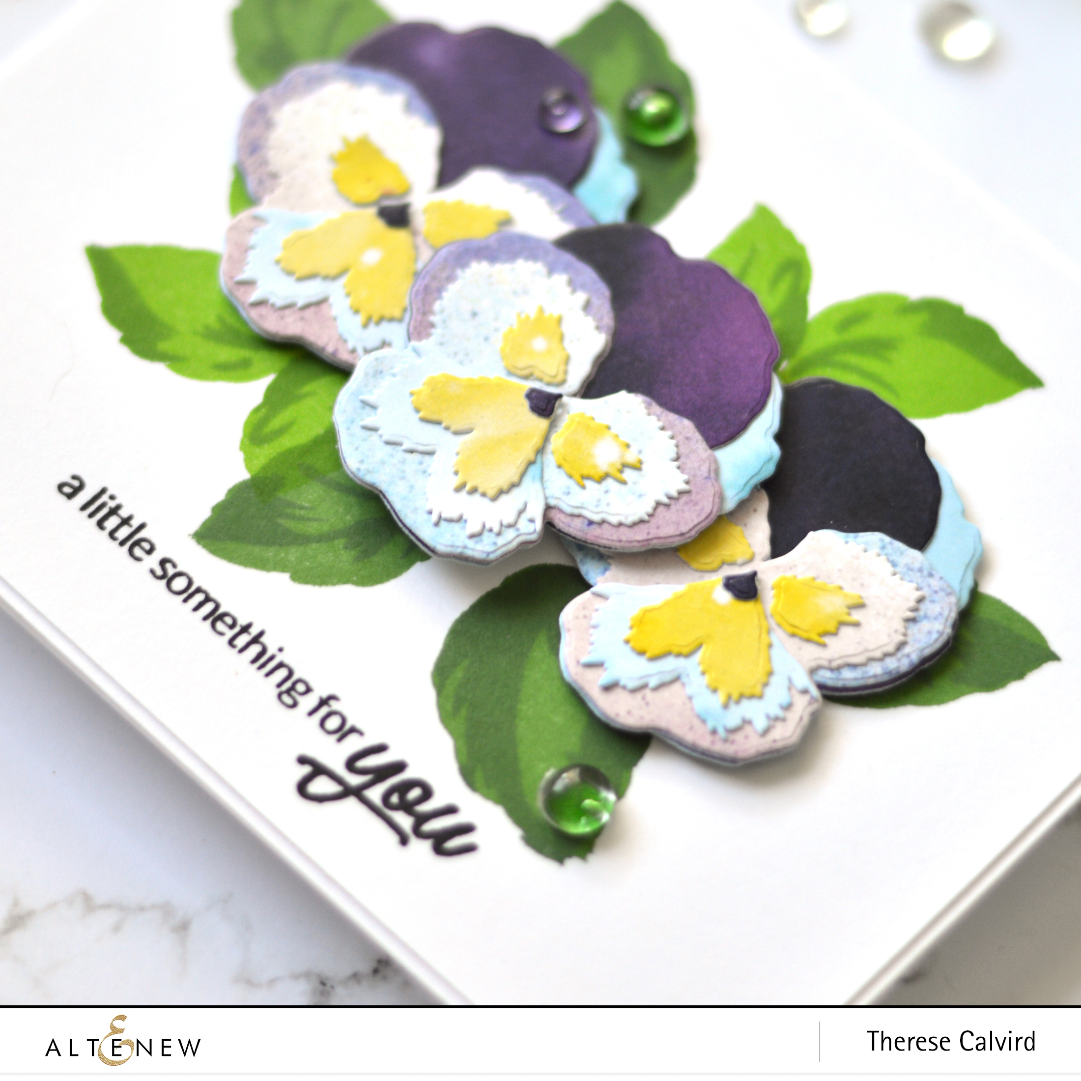 Altenew - Pleasant Pansy 3D Die - Wavy Roses - Antique Roses - Therese Calvird (card video) 1 copy