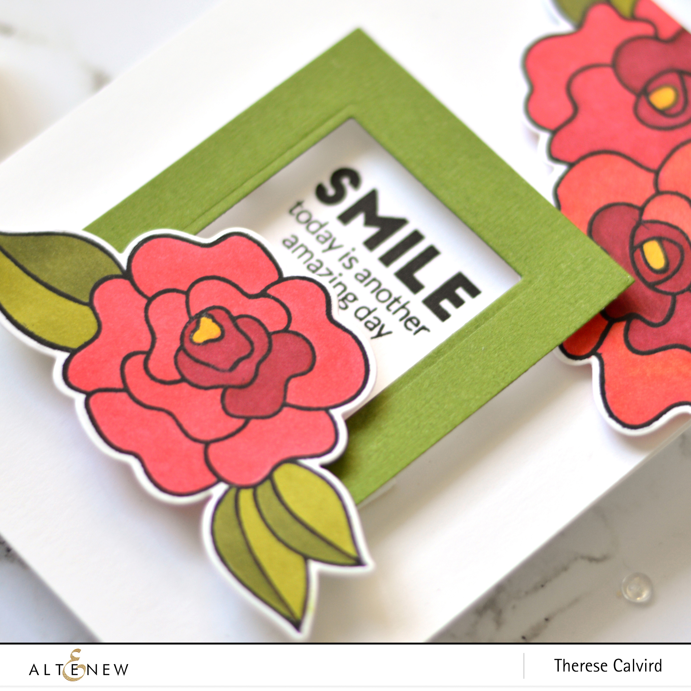 Altenew - Wavy Roses - Simply the Best - Halftone Squares - Therese Calvird (card) 1 copy