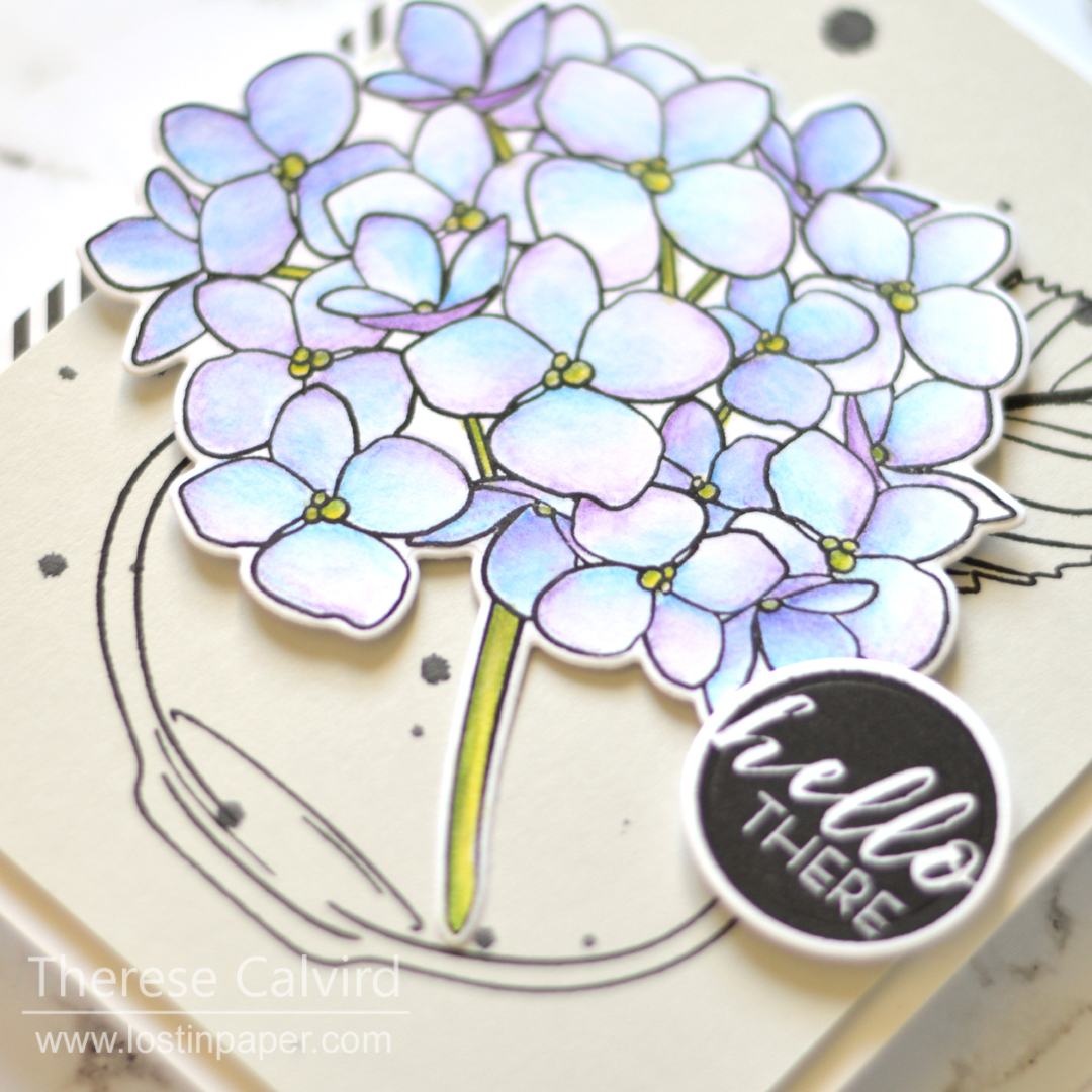 Easy Inktense Pencils on Neenah - Ellen Hutson Mondo Hydrangea - Lostinpaper (card video) 1