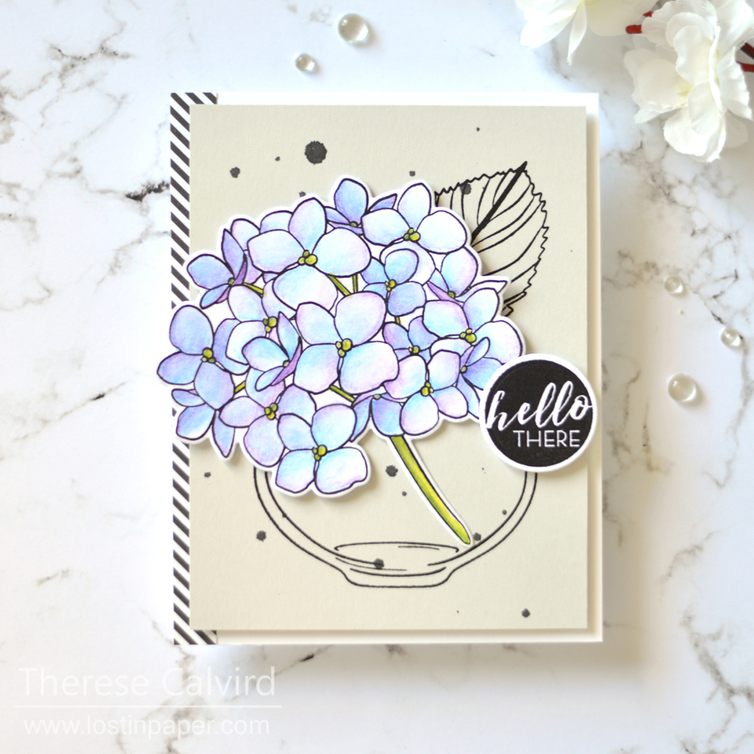 Easy Inktense Pencils on Neenah - Ellen Hutson Mondo Hydrangea - Lostinpaper (card video) 1