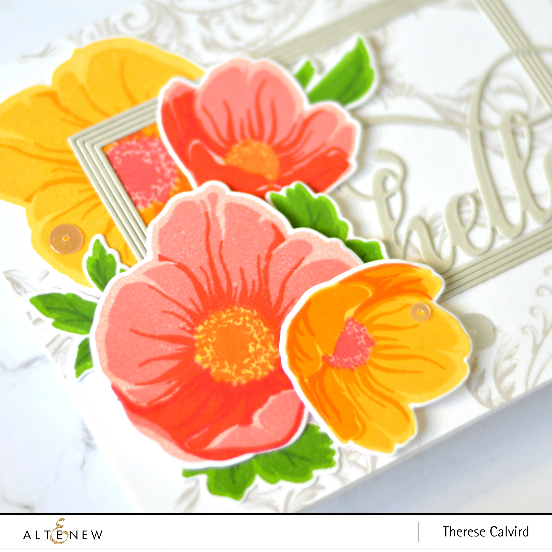 Altenew BAF Hellebore - Fine Frames Rectangle - Therese Calvird (card video) 1 copy