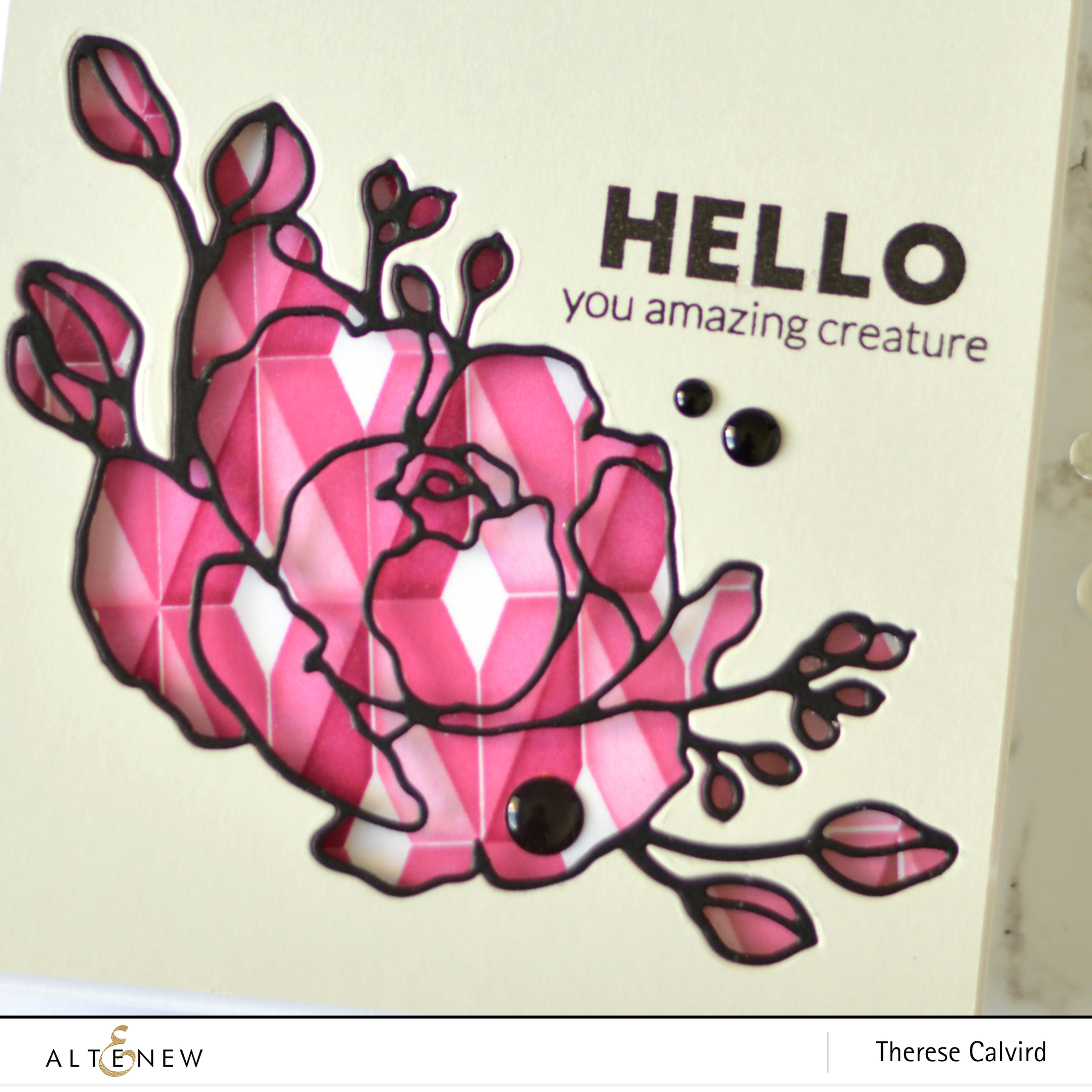 Altenew - Diamond Builder Stencil - Fine Bouquet Die - Super Striped Floral Die - Take 2 With Therese (card video) 2 copy