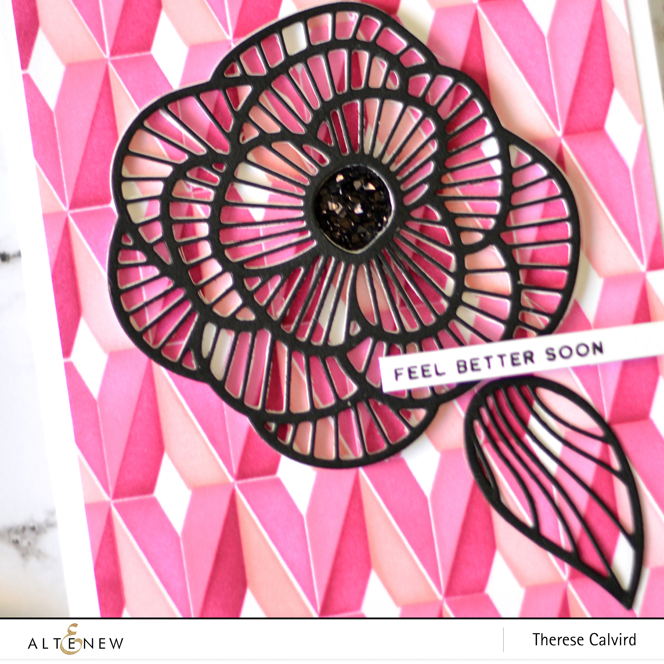 Altenew - Diamond Builder Stencil - Fine Bouquet Die - Super Striped Floral Die - Take 2 With Therese (card video) 2 copy