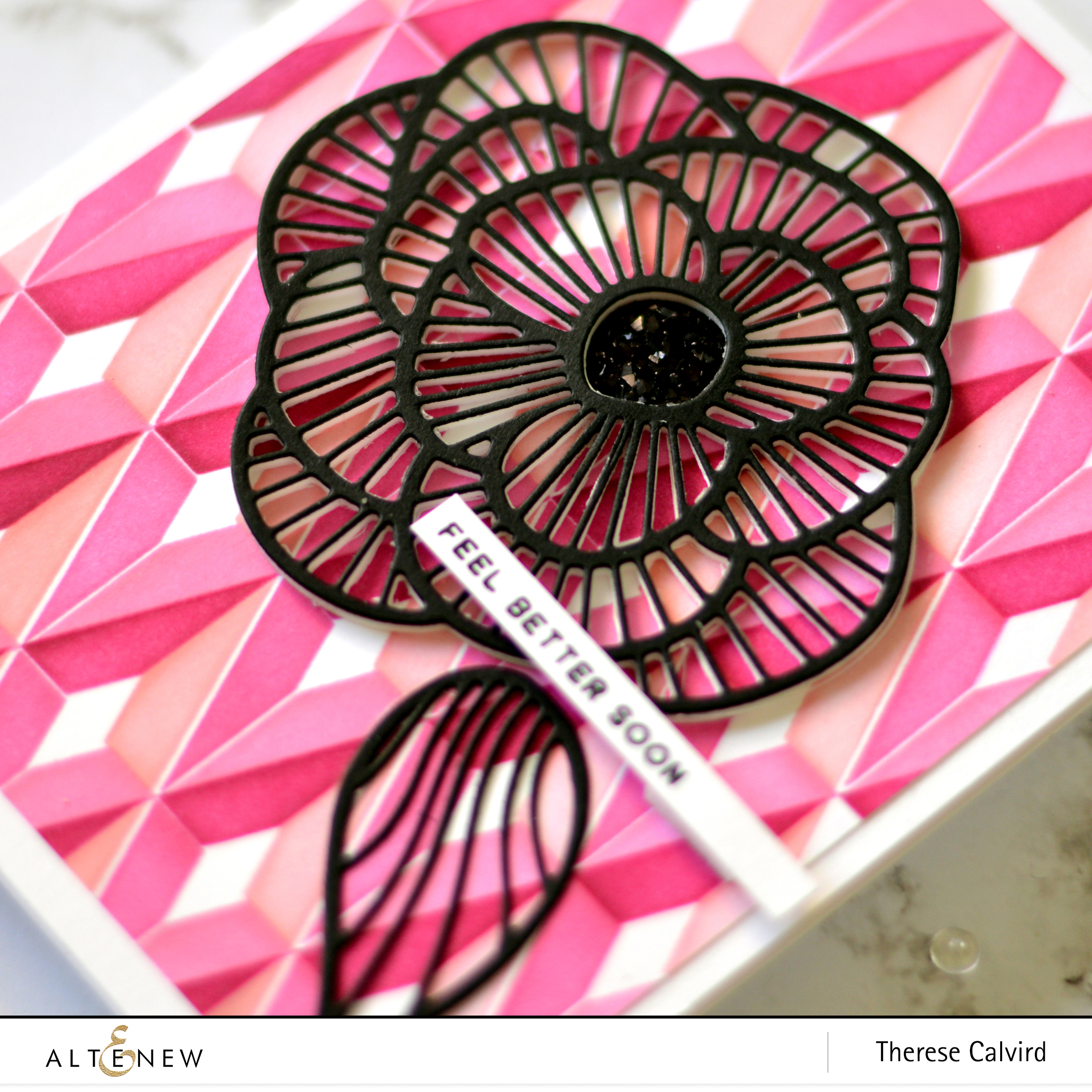 Altenew - Diamond Builder Stencil - Fine Bouquet Die - Super Striped Floral Die - Take 2 With Therese (card video) 2 copy