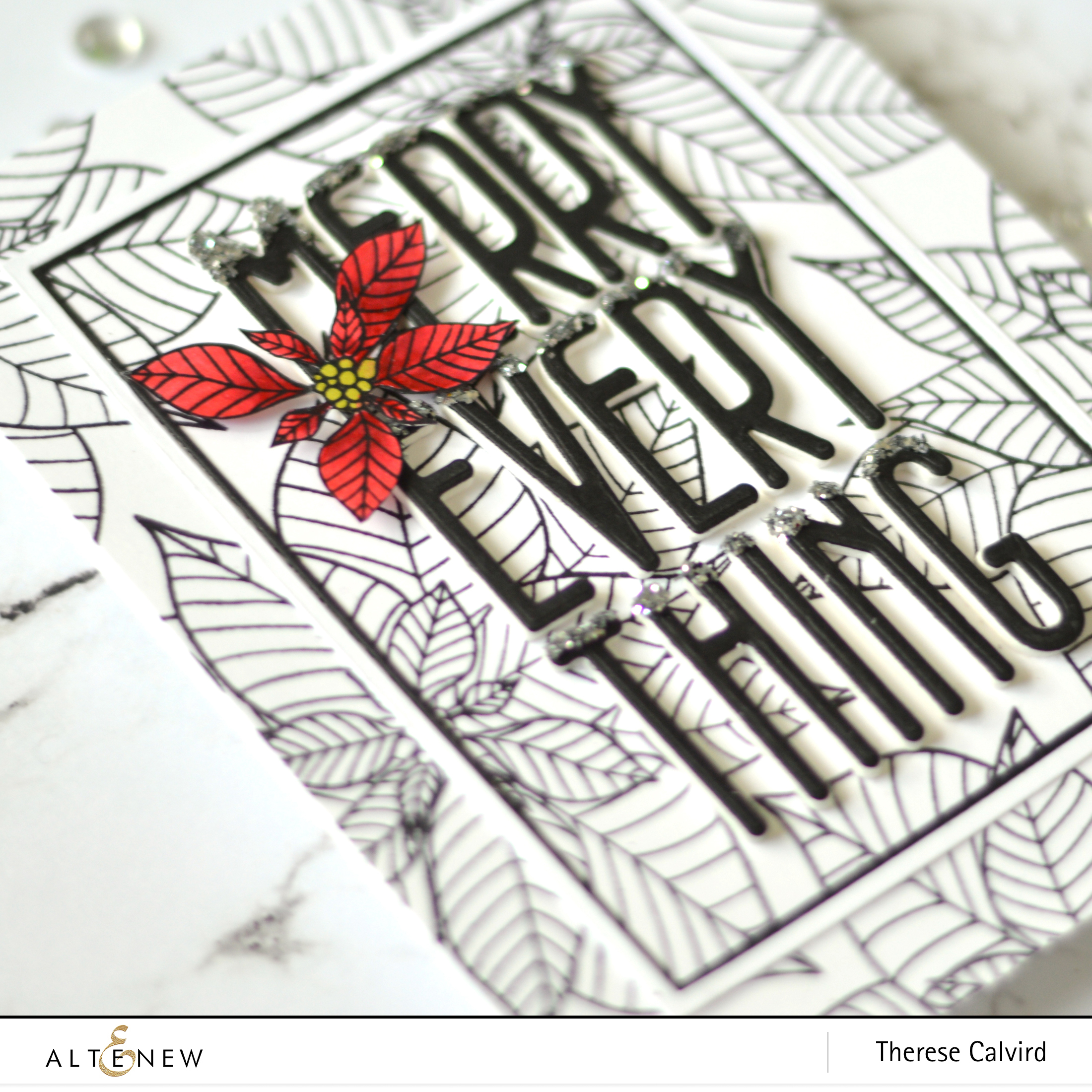 Altenew - Modern Poinsettia - Tall Alpha - Fine Frames - Therese Calvird 1 copy