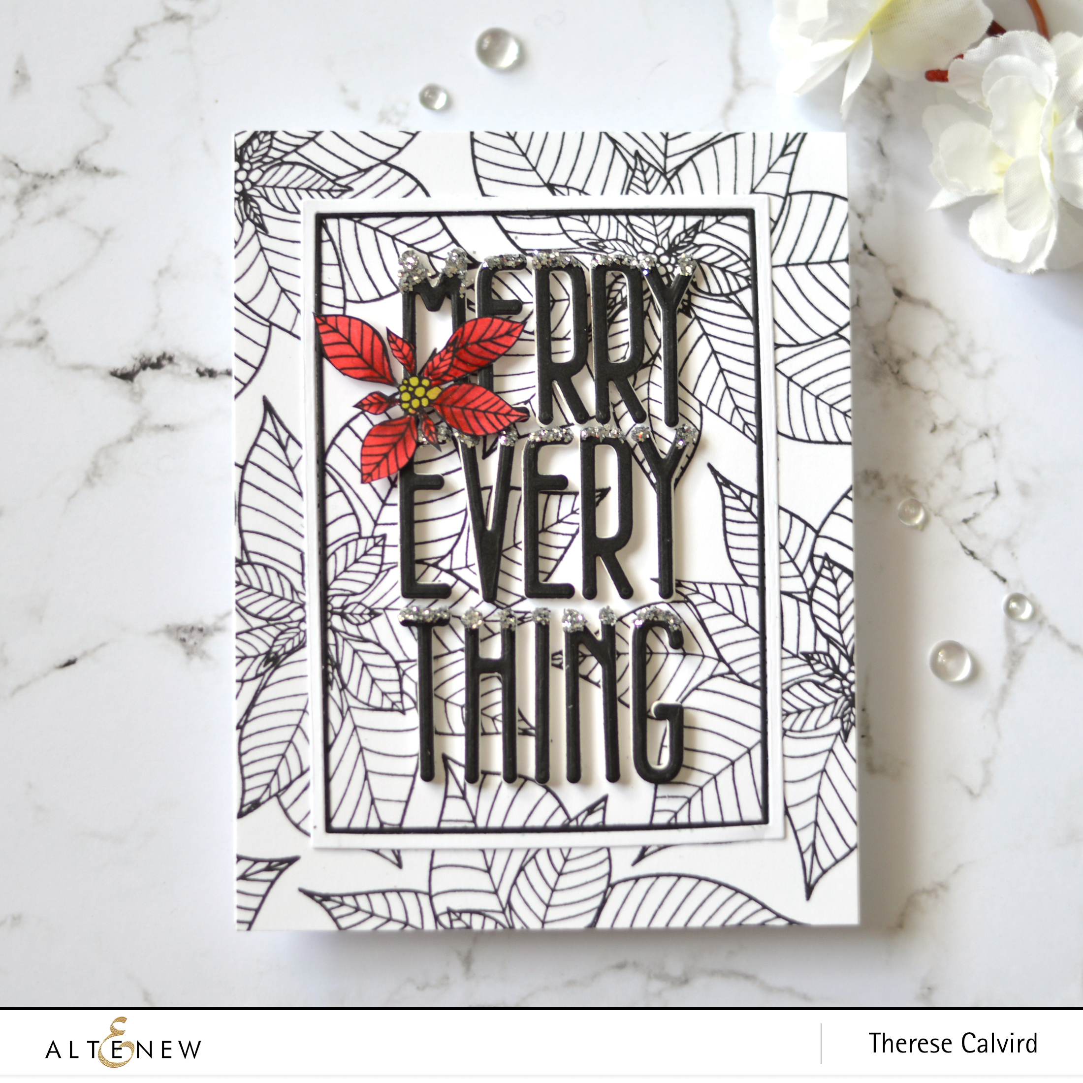 Altenew - Modern Poinsettia - Tall Alpha - Fine Frames - Therese Calvird 1 copy