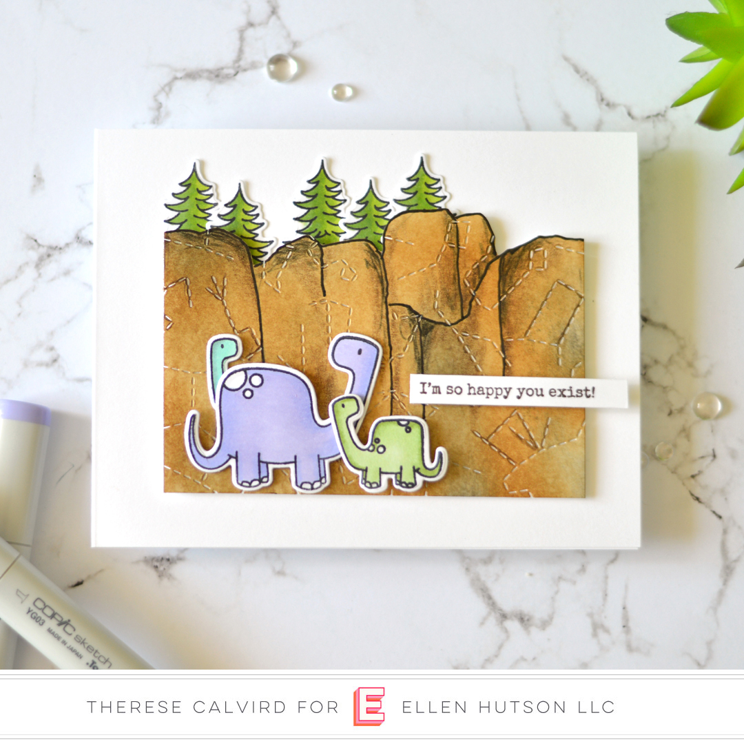 Lostinpaper - Ellen Hutson - Dinomite Christmas (card) 1 copy