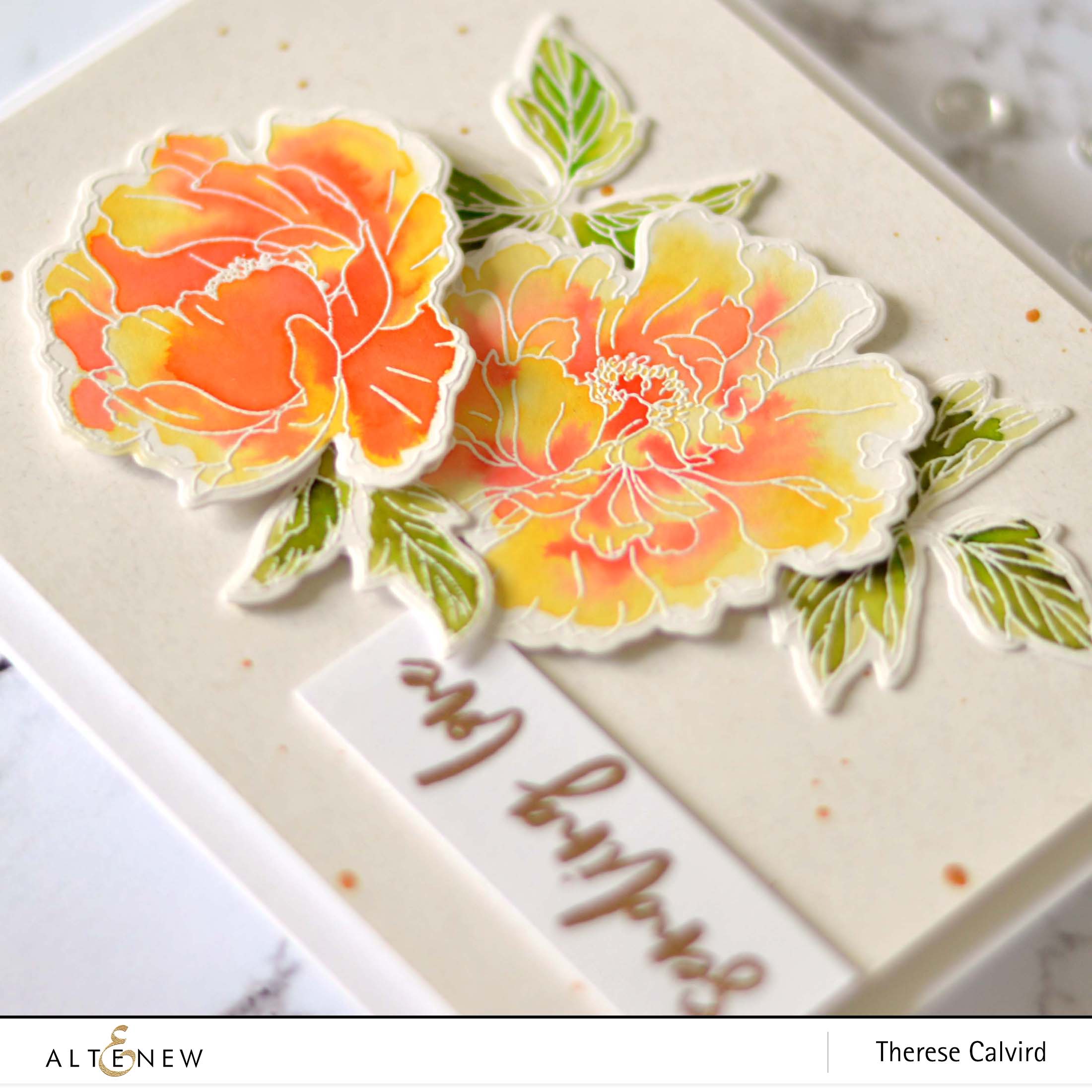 Altenew - Beautiful Peony - Waterbrush Marker Refill - Therese Calvird (card video) 1 copy