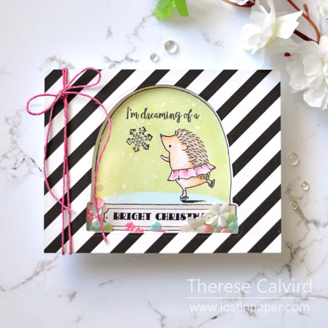 Penny Black Gimme 5 - Hedgehog SnowGlobes - Therese Calvird (card video) 1