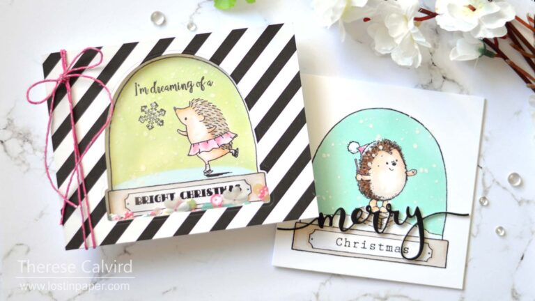 Penny Black Gimme 5 - Hedgehog SnowGlobes - Therese Calvird (card video) 1