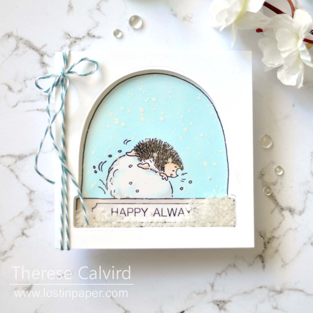 Penny Black Gimme 5 - Hedgehog SnowGlobes - Therese Calvird (card video) 1
