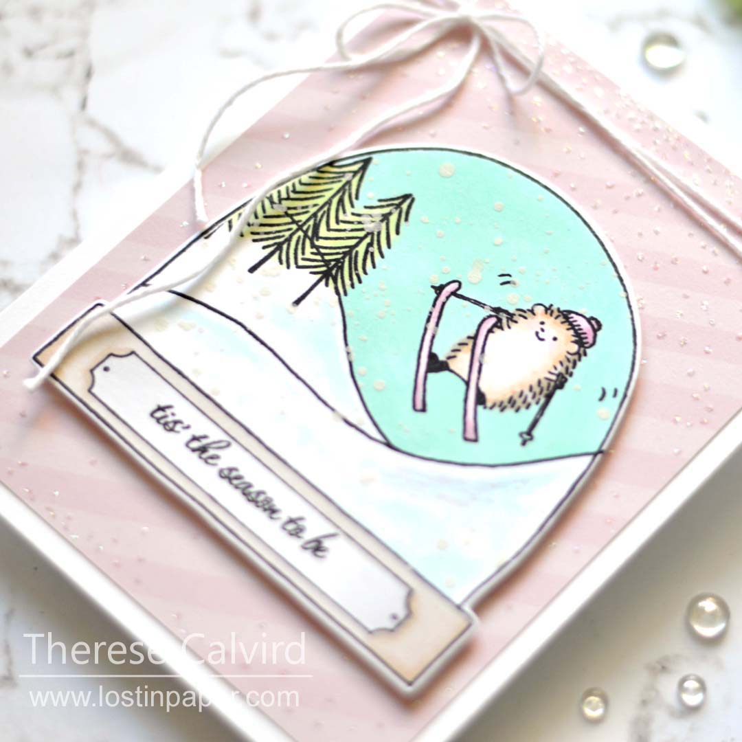 Penny Black Gimme 5 - Hedgehog SnowGlobes - Therese Calvird (card video) 1