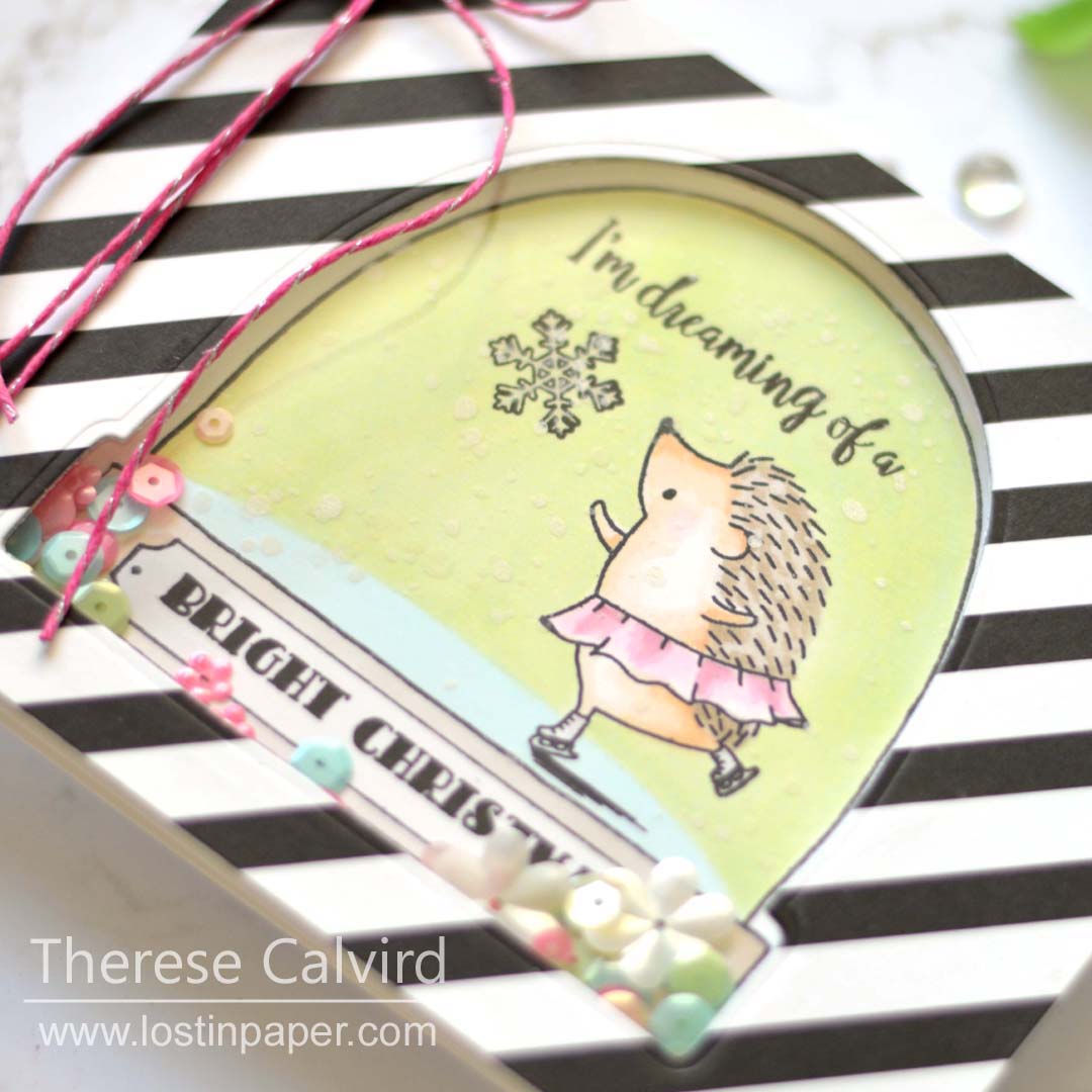 Penny Black Gimme 5 - Hedgehog SnowGlobes - Therese Calvird (card video) 1