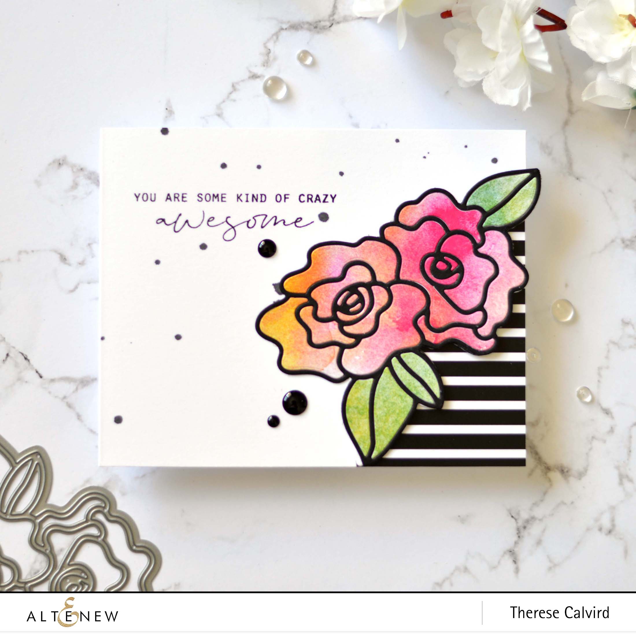 Altenew - Wavy Outlines Die - Stone Mosaic - Therese Calvird (card video) 1 copy