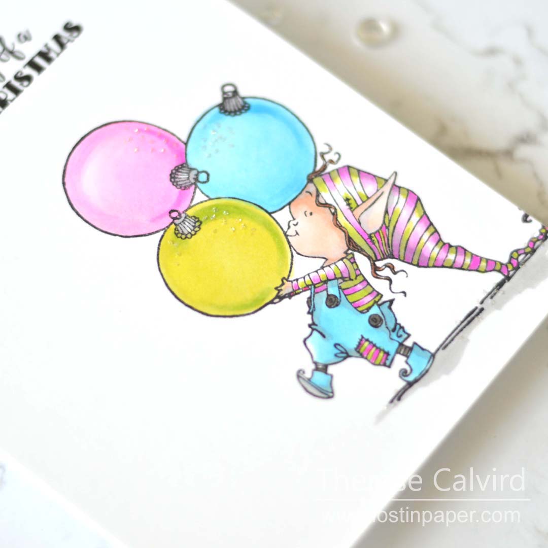 Same But Different Christmas Cards - Penny Black Elves in Copic and Pencils 1