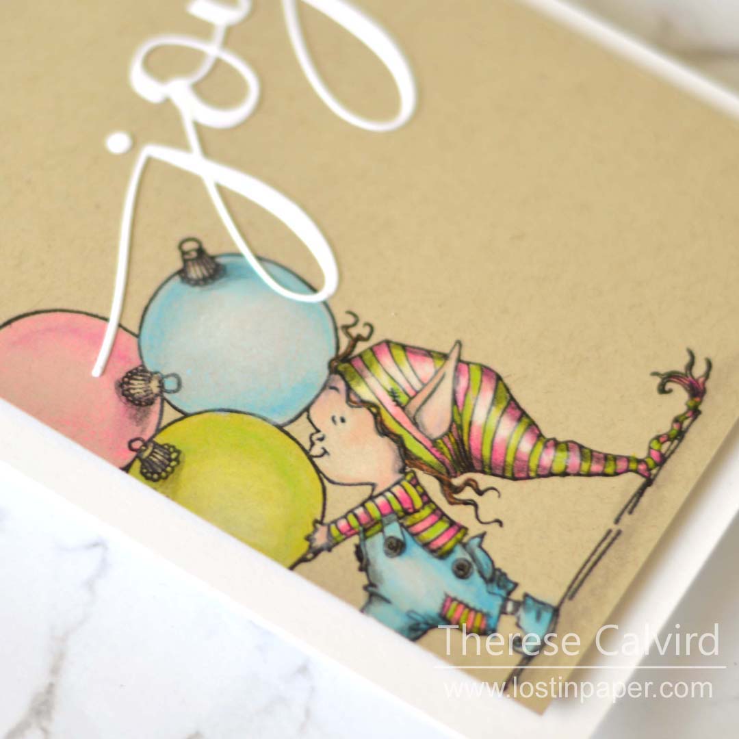 Same But Different Christmas Cards - Penny Black Elves in Copic and Pencils 1