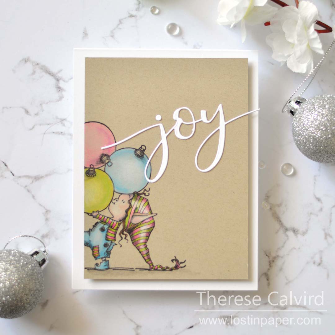 Same But Different Christmas Cards - Penny Black Elves in Copic and Pencils 1