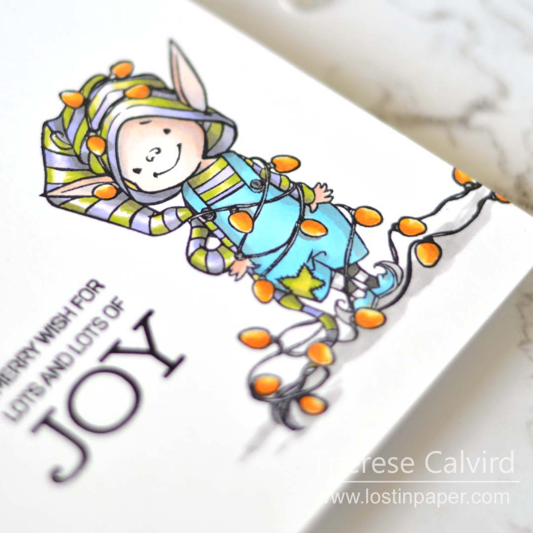 Same But Different Christmas Cards - Penny Black Elves in Copic and Pencils 1