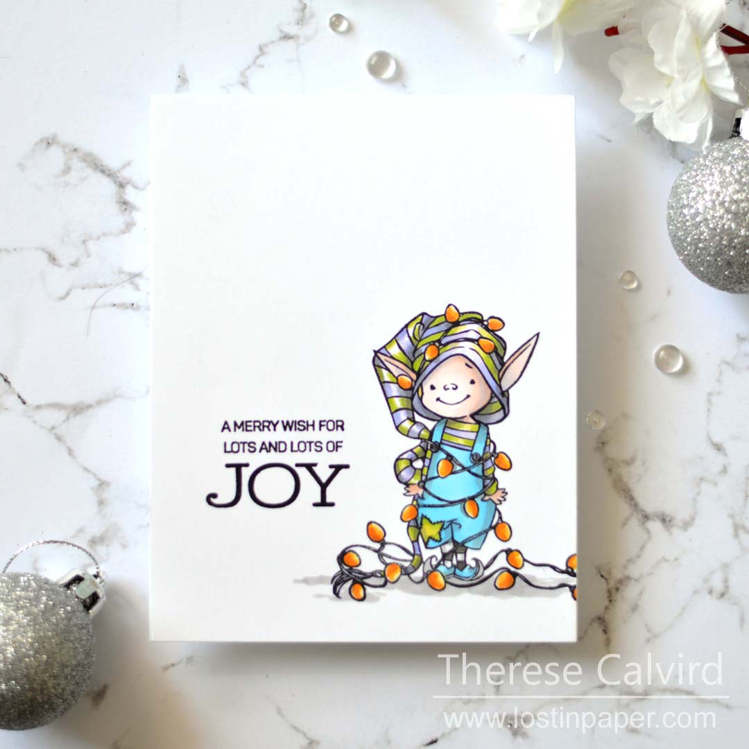 Same But Different Christmas Cards - Penny Black Elves in Copic and Pencils 1