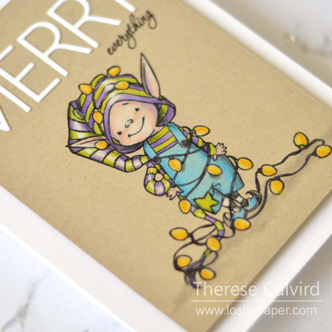 Same But Different Christmas Cards - Penny Black Elves in Copic and Pencils 1