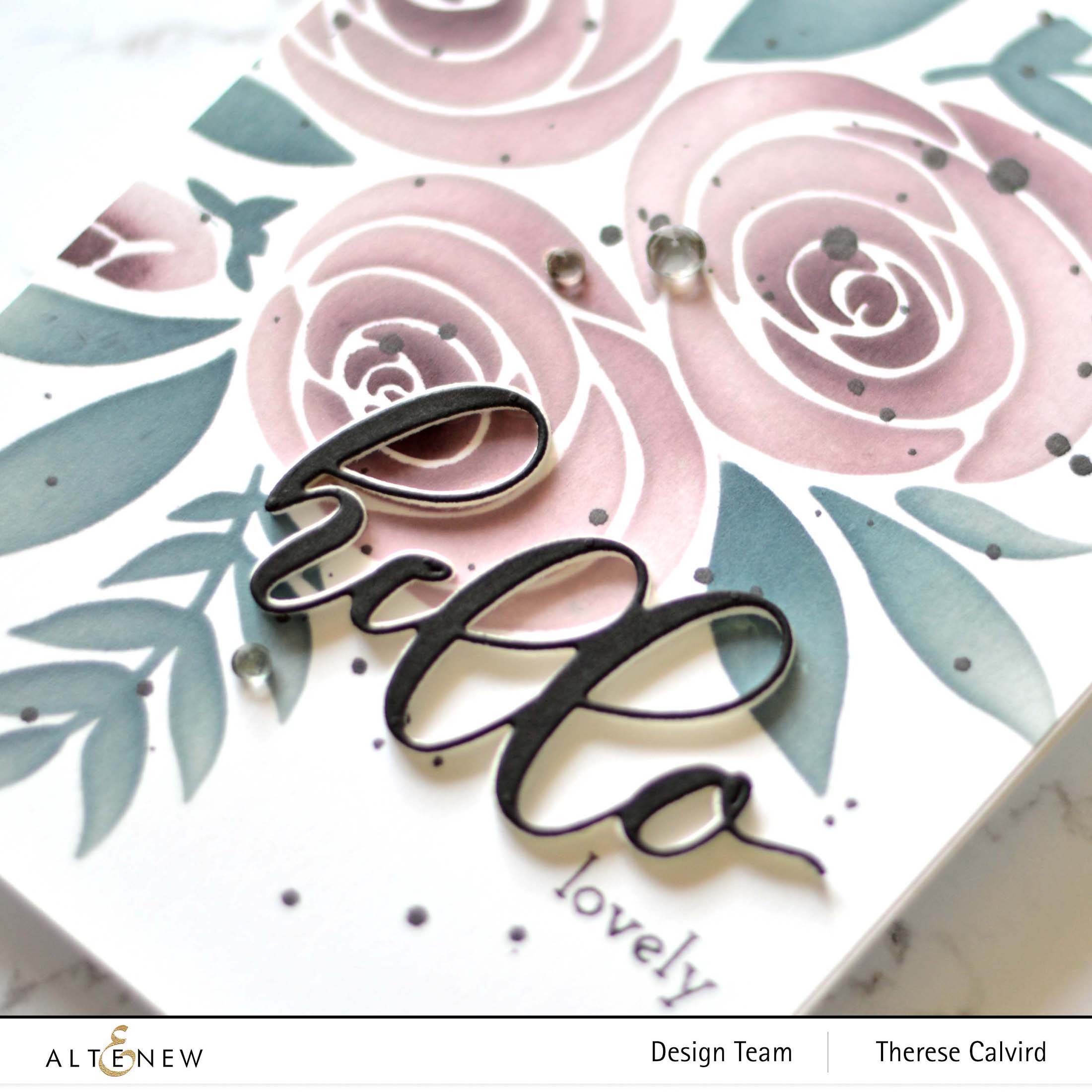 Altenew - Rose Bouquet Stencil - Flower Arrangement - Therese Calvird (card video) 1 copy
