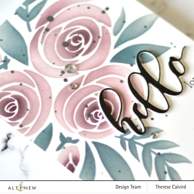 Altenew - Rose Bouquet Stencil - Flower Arrangement - Therese Calvird (card video) 1 copy