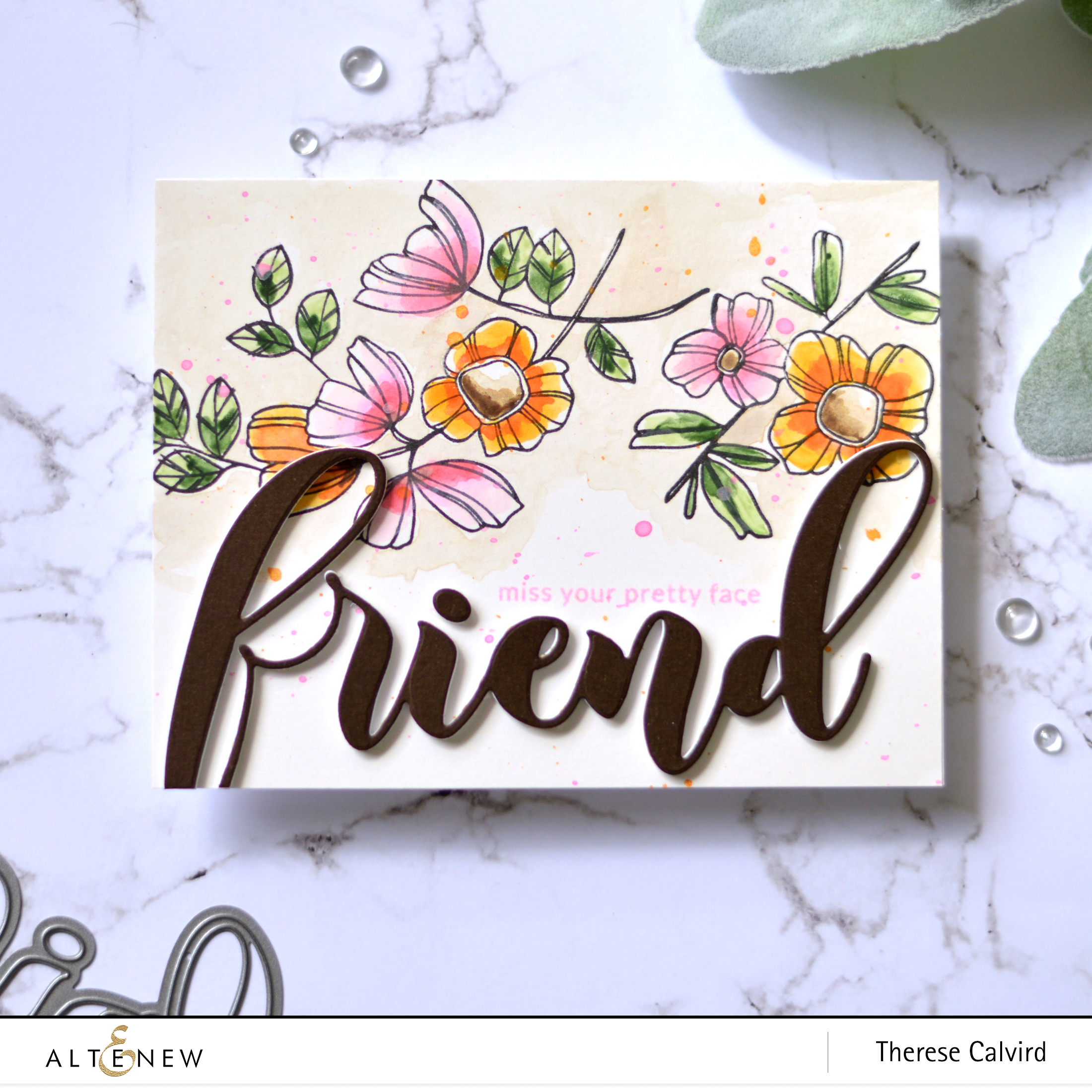 Altenew - Weekend Doodlees - Delicate Flower Bed - Mega Friend Die - Therese Calvird (card video) 2 copy