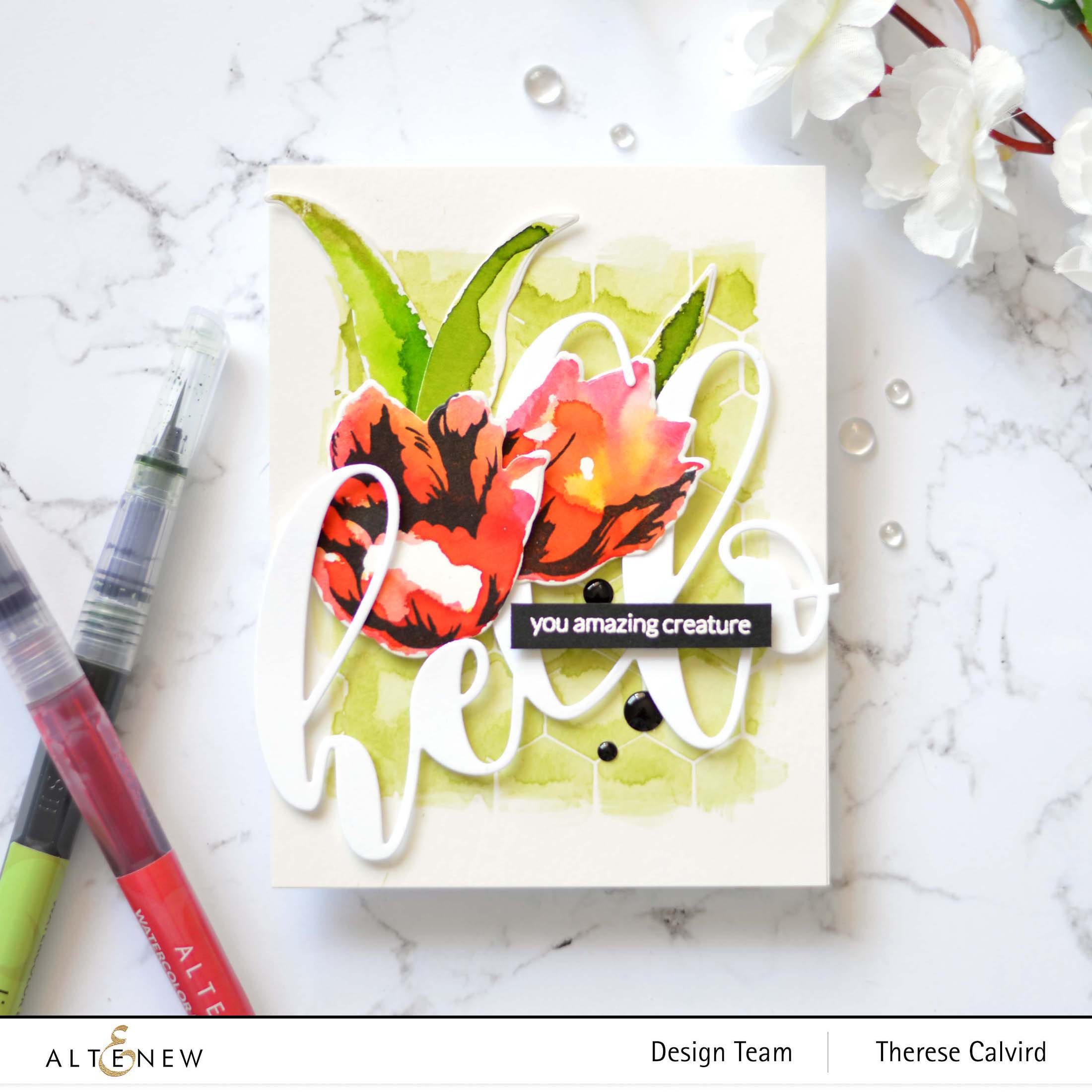 Altenew - BAF - Triumph Tulip - Mega Hello - Therese Calvird (card video) 1 copy