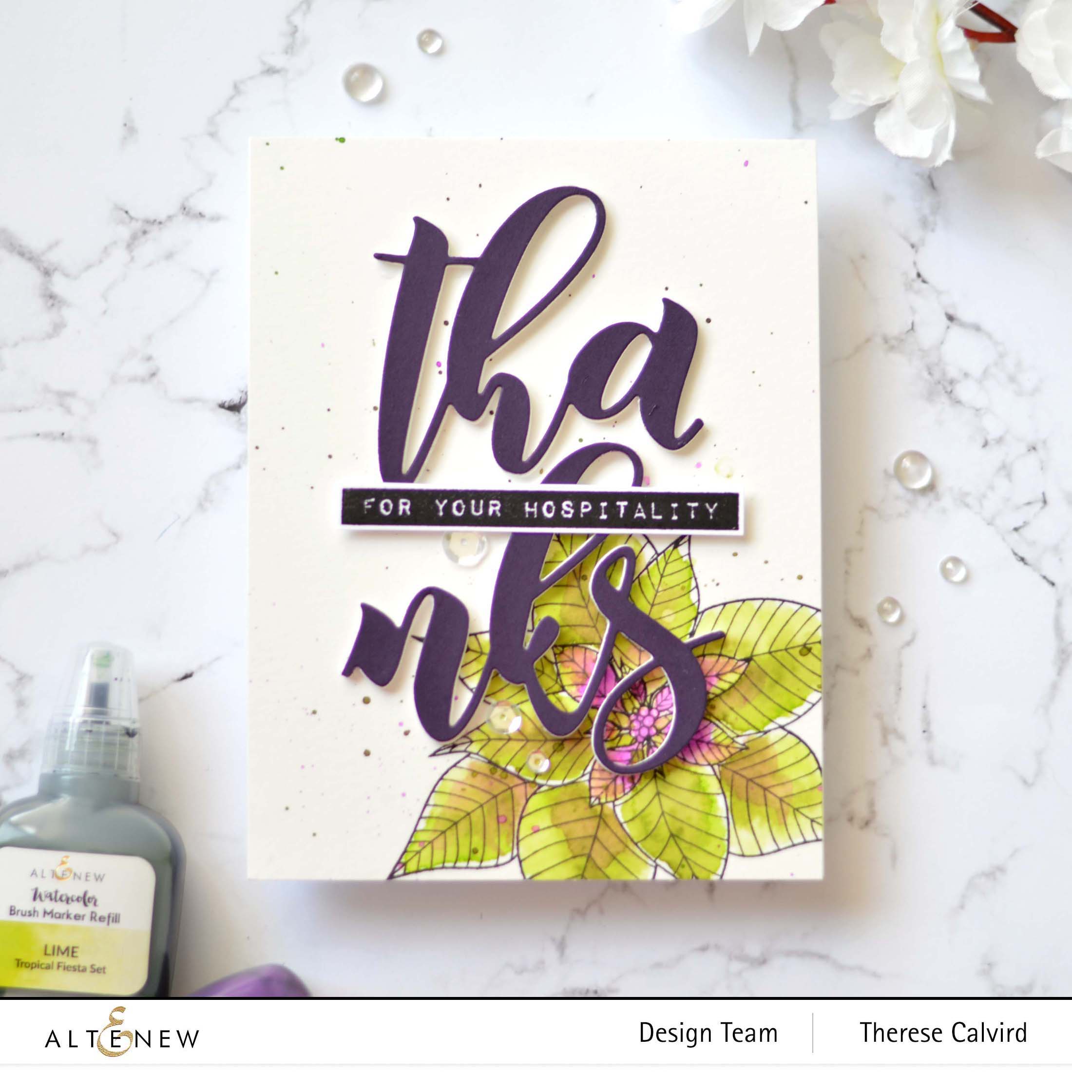 Altenew - Modern Poinsettia - Festive Poinsettia - Mega Thanks Die - Take 2 With Therese (card video) 1