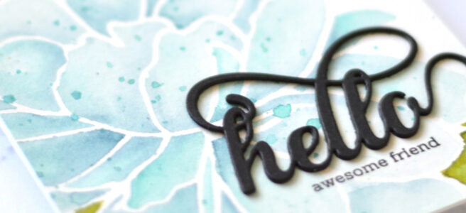 Altenew - Mega Bloom Stencil - Fancy Hello Die - Therese Calvird (card video) 1 copy