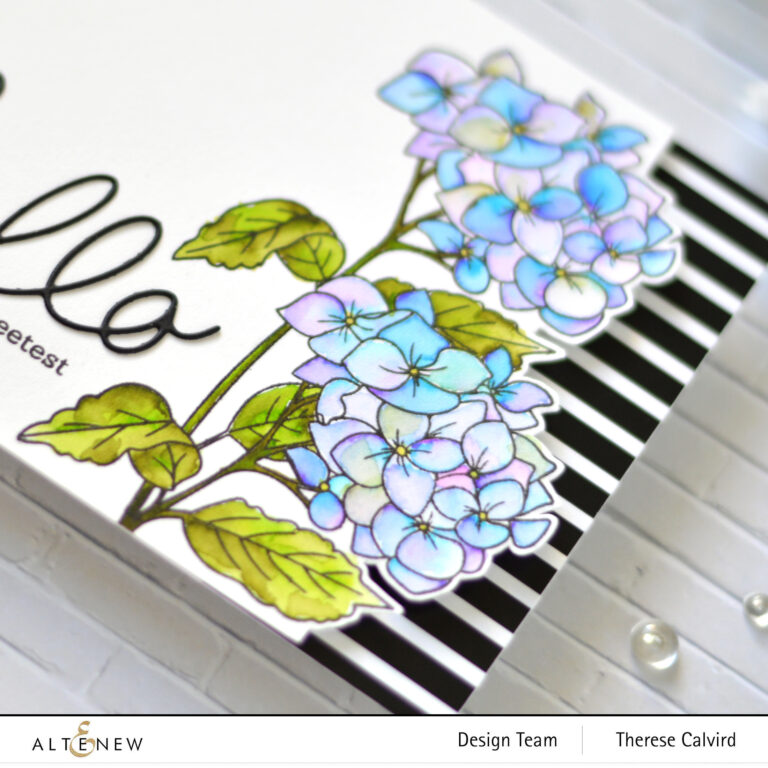 Altenew - Paint A Flower - Hydrangea - Handwritten Hello Die - Therese Calvird (card video) 1 copy