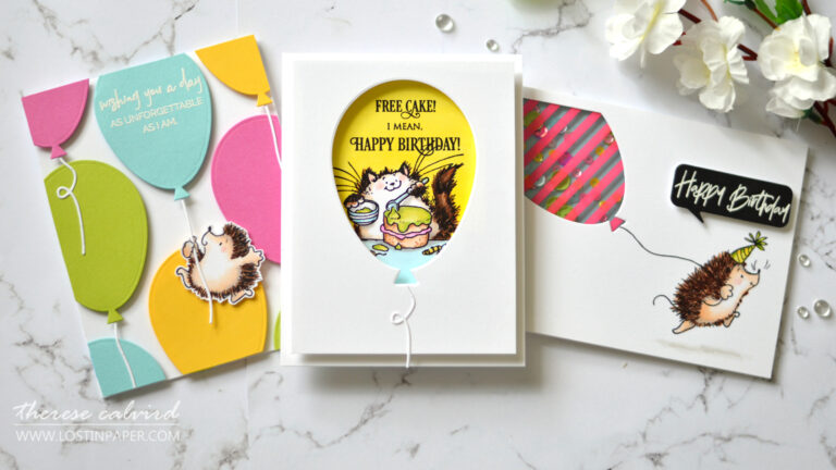 Penny Black Gimme 5 - Critter Balloons - Therese Calvird (card video) 1