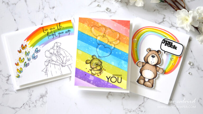 Penny Black Gimme 5 - Rainbow Backgrounds - Therese Calvird (card video) 1
