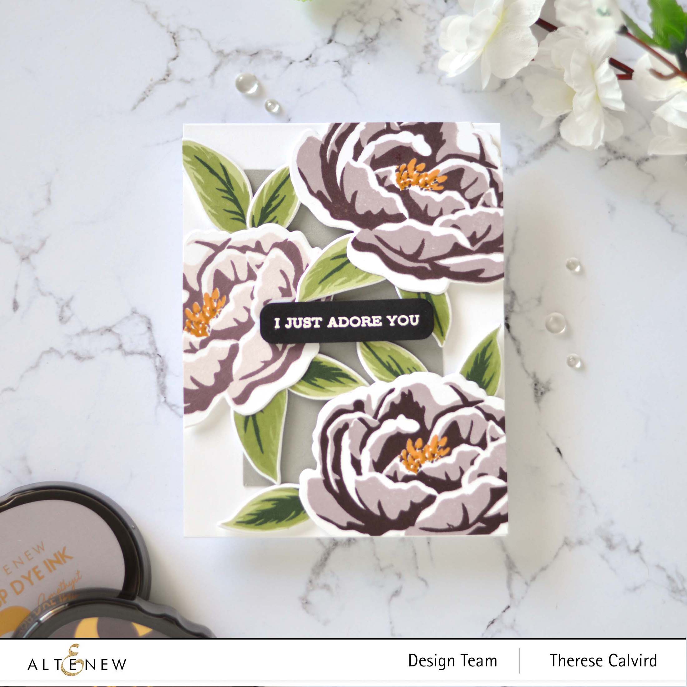 Therese Calvird - Altenew - Build-A-Flower - Peony - Sentiment Strips 2 - Featured Sentiments Die (card video) 1 copy