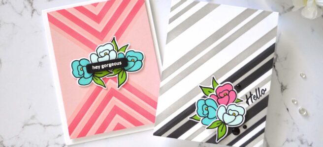 Altenew - Mighty Corners Stencil - Stripe Builder Stencil - Mini Delight - Petite Posy (card video) 1