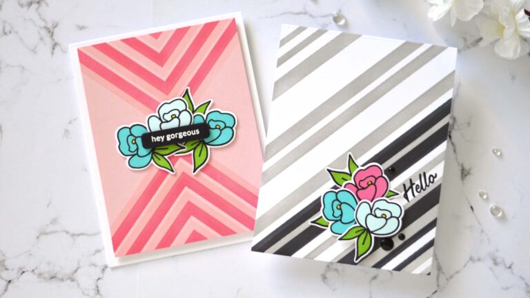 Altenew - Mighty Corners Stencil - Stripe Builder Stencil - Mini Delight - Petite Posy (card video) 1