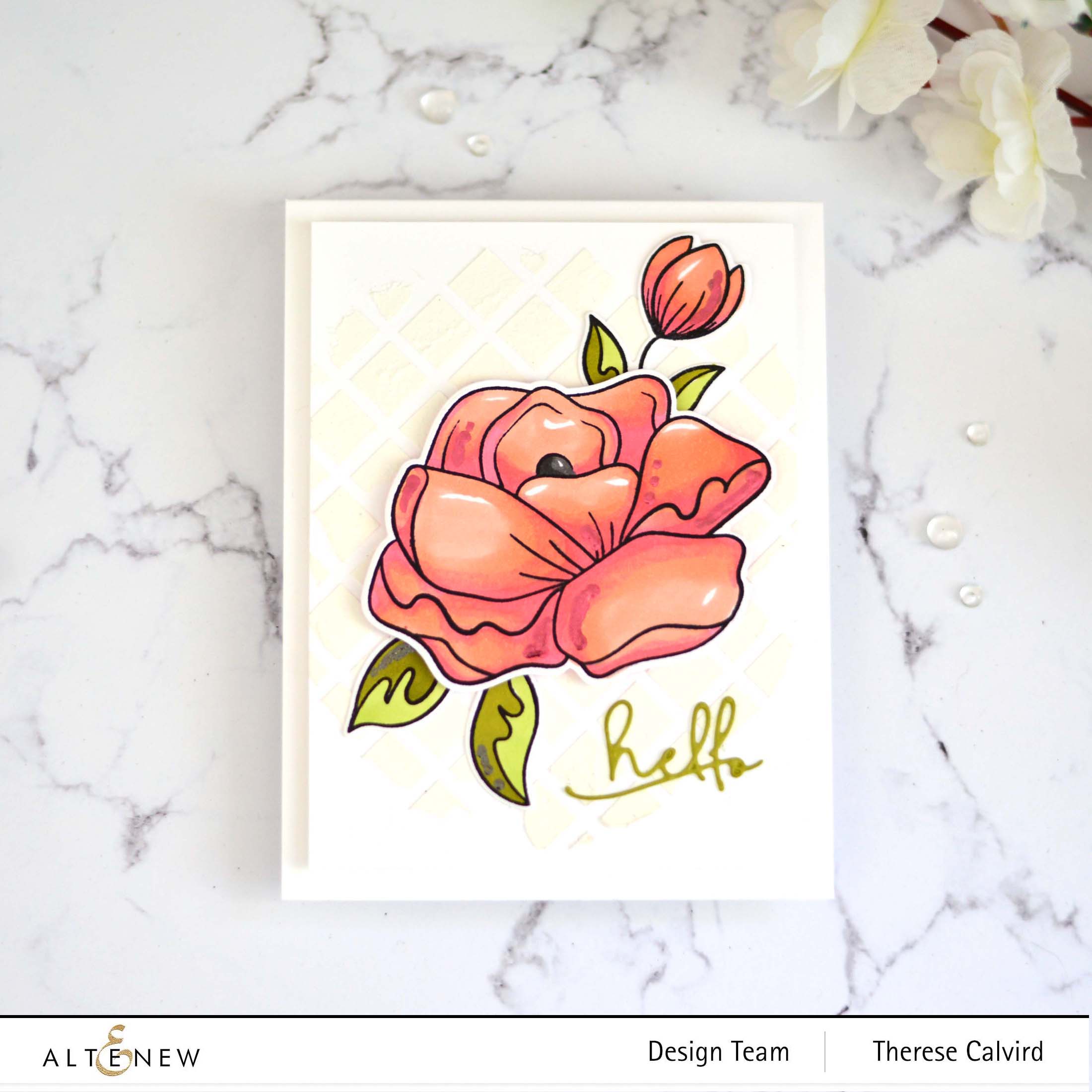 Therese Calvird - Altenew - Simple Roses - Signature Words Die - Trellis Stencil (card) 2 copy