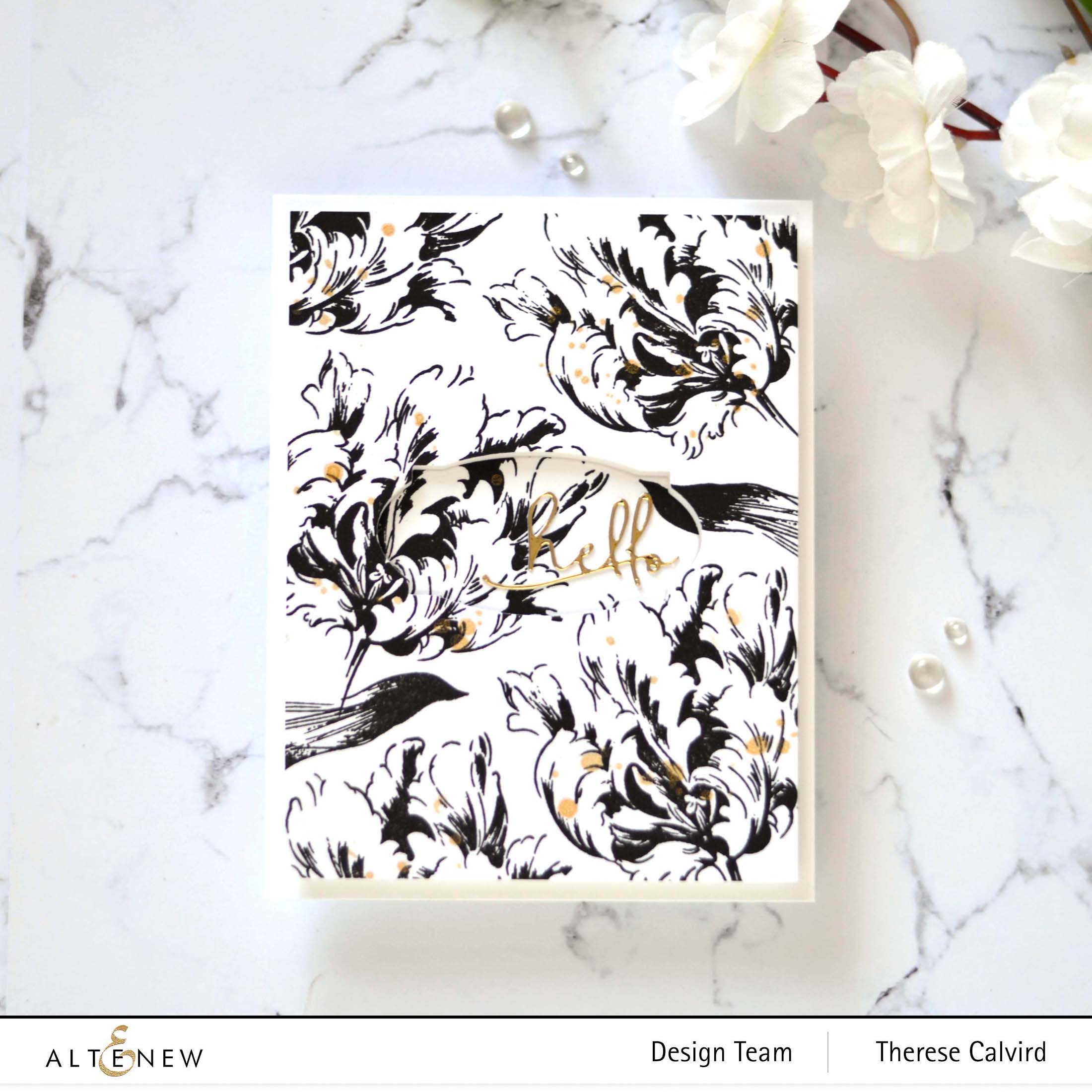 Altenew - Build-A-Flower-Parrot Tulip - Apothecary Labels Dies - Signature Words Die 1 copy