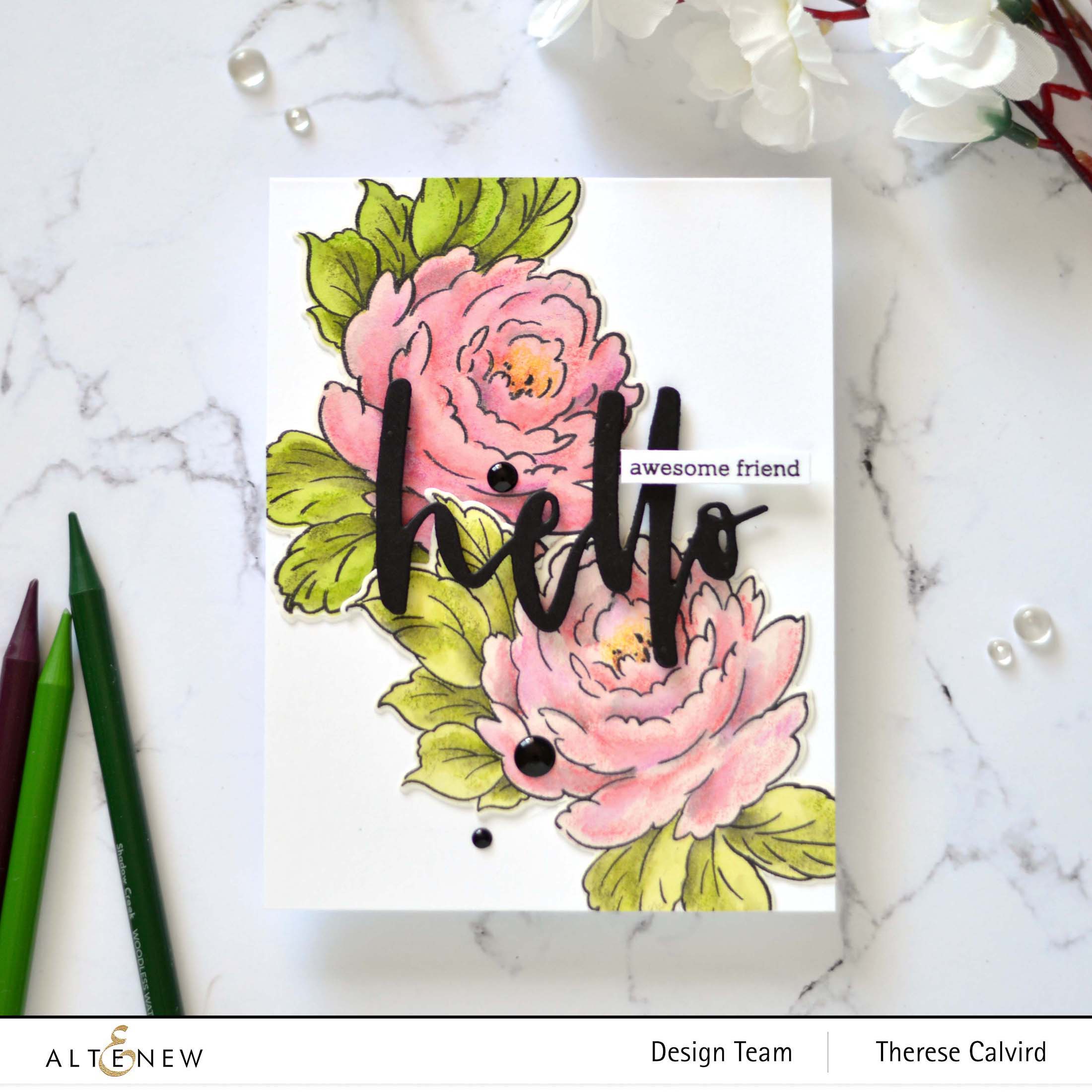 Altenew - Kind Reminders - Celebrate Us - Woodless Watercolor Pencils - Take 2 With Therese (card video) 1