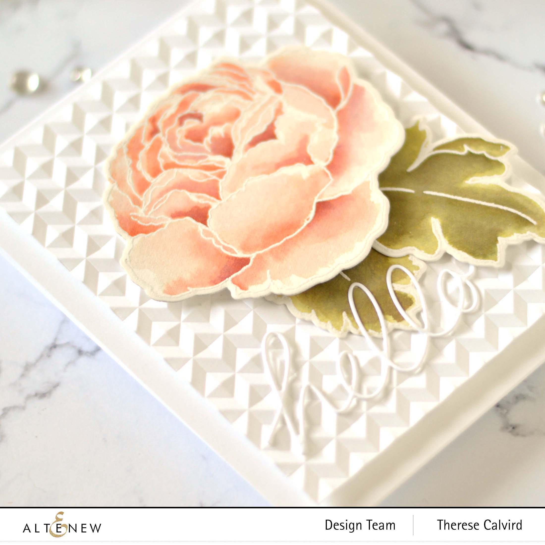 Altenew - Tranquility Rose - Simple Coloring Stencil - Handwritten Hello Die - Angled Mosaic 3D Embossing Folder 1 copy