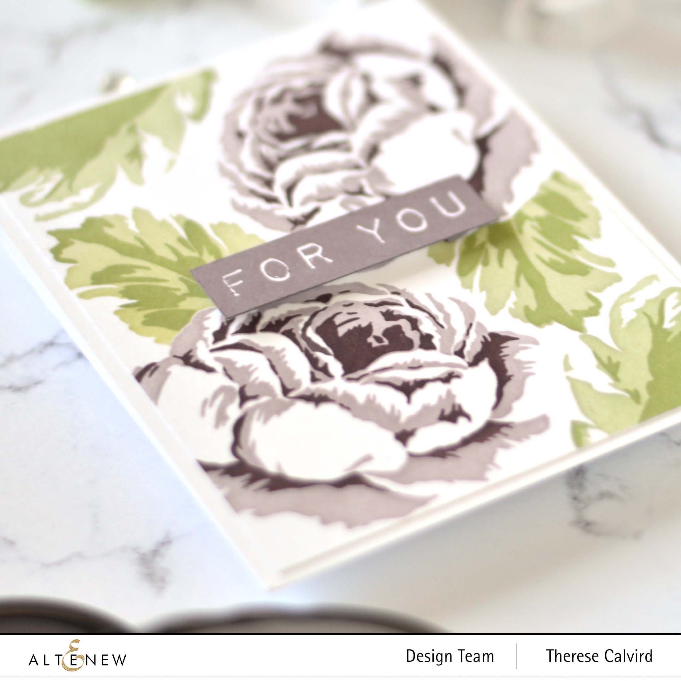 Altenew - Tranquility Rose - Simple Coloring Stencil - Handwritten Hello Die - Angled Mosaic 3D Embossing Folder 1 copy